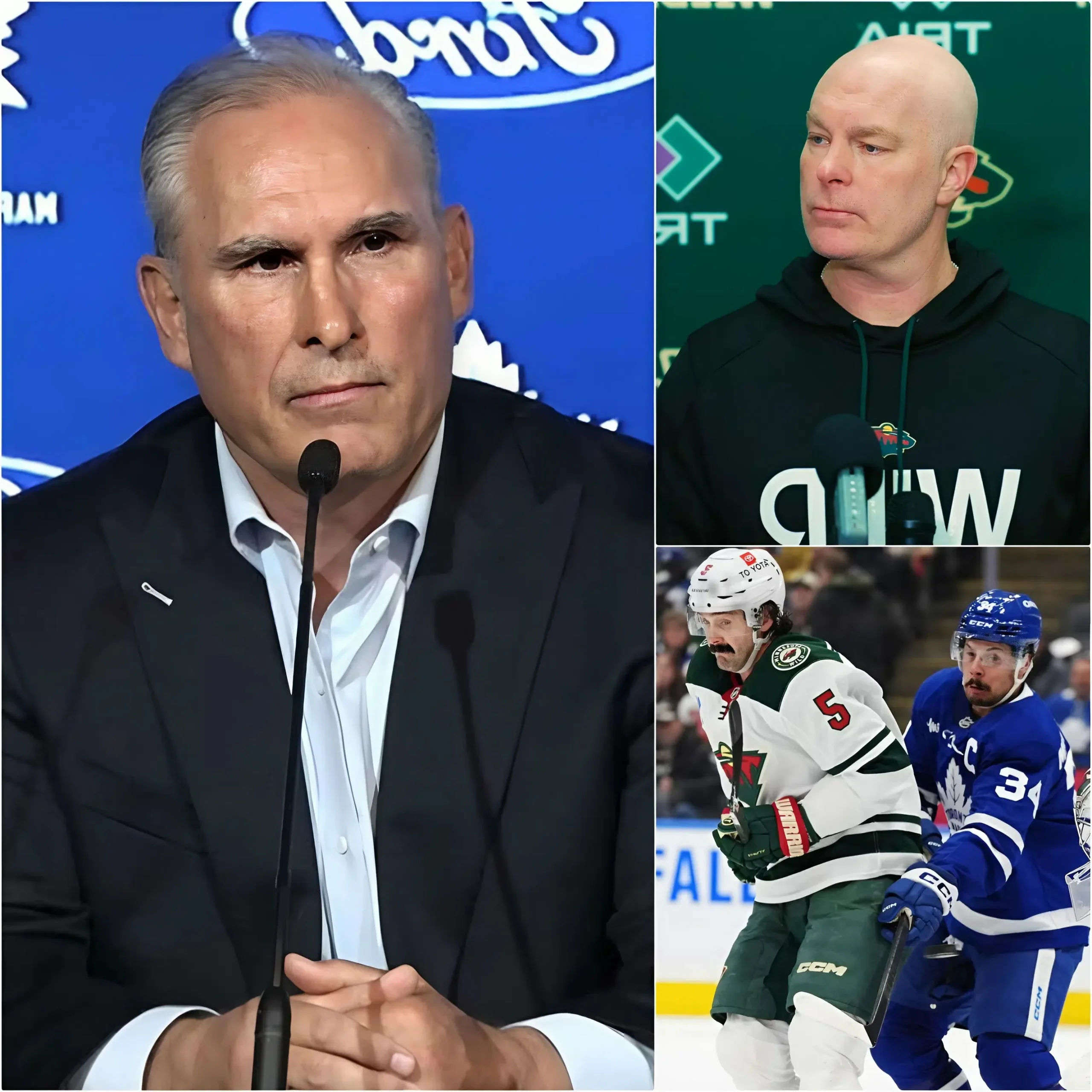 Cover Image for LATEST NEWS: Just before the game between the Toronto Maple Leafs and Minnesota Wild, Minnesota Wild coach John Hynes angered Toronto Maple Leafs fans by declaring, “I WILL DEFEAT the Maple Leafs to avenge their heavy loss because they are a weak team and now they’ve also lost their key player Auston Matthews…”
