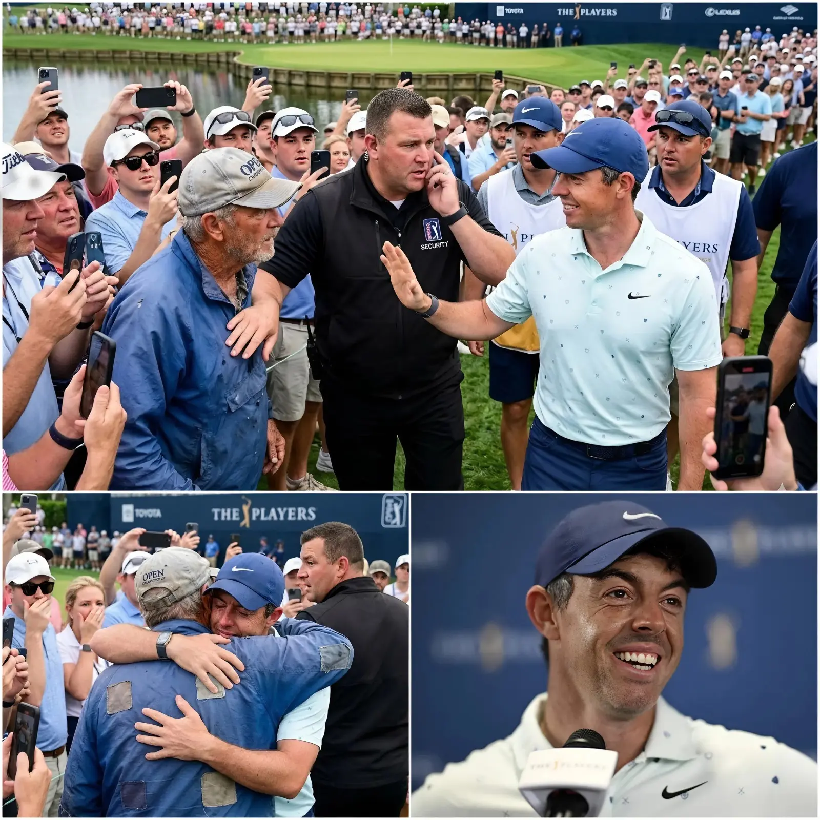 Cover Image for 🚨 Security personnel were about to stop him, but Rory McIlroy calmly raised his hand and said, “Let him come closer.”