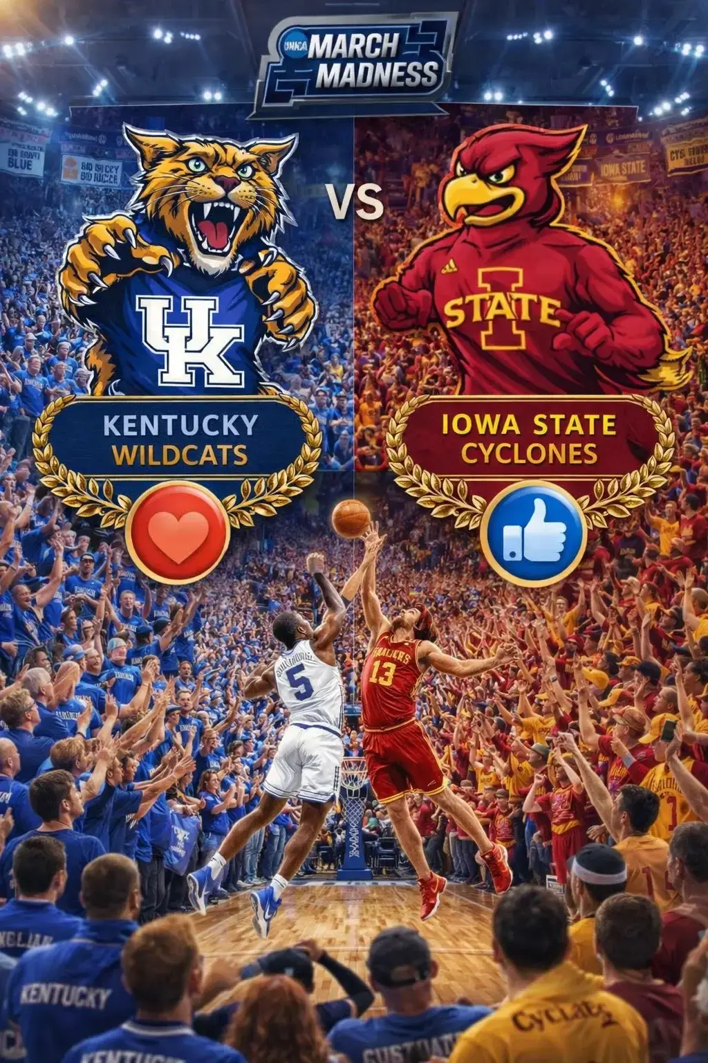 Cover Image for TIME CHANGE ANNOUNCEMENT: The game between the Kentucky Wildcats men’s basketball team and the Iowa State Cyclones men’s basketball team — the official tip-off for the First Round of the NCAA Tournament — has been confirmed!