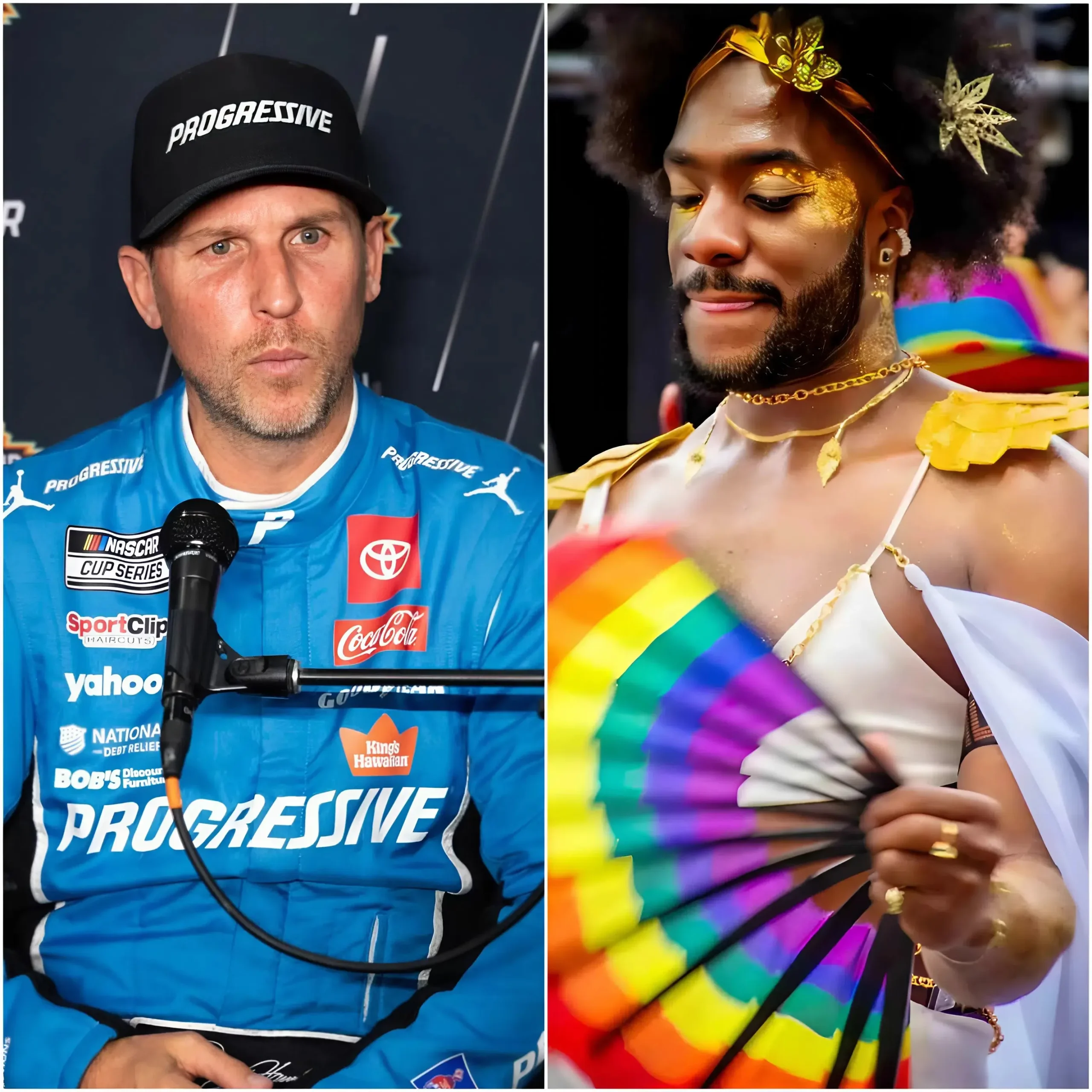 Cover Image for 🚨BREAKING: NASCAR star Denny Hamlin has rocked the racing world by refusing to wear a rainbow-themed helmet honoring the L.G.B.T.Q community. Standing firm, he slammed what he called the “W.O.K.E agenda,” declaring, “No amount of fame or sponsorships will ever make me betray my values. This is my stance, and I won’t back down.”