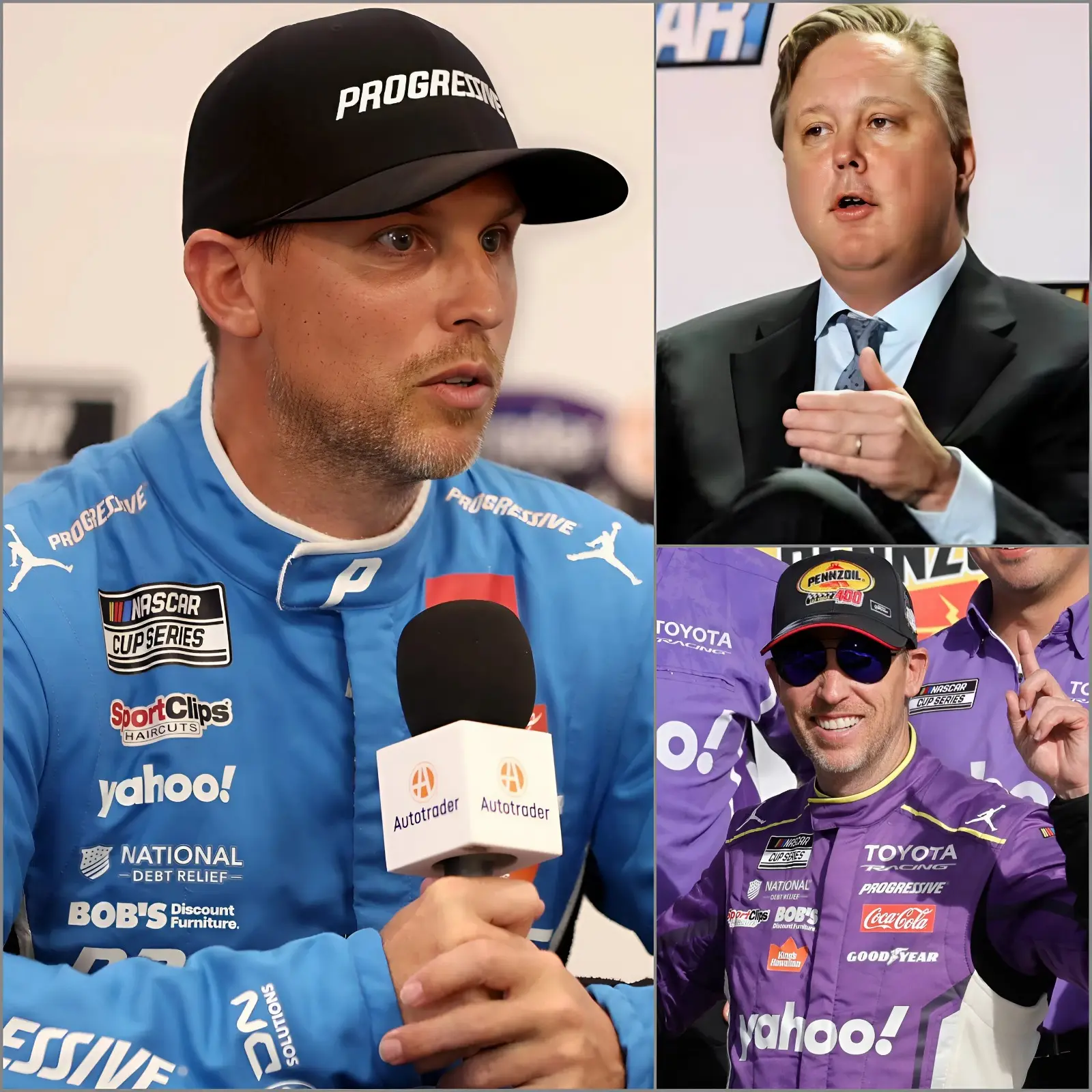 Cover Image for 🚨NASCAR CEO has confirmed that 9 NASCAR teams have filed a petition with the NASCAR federation to cancel Denny Hamlin’s victory, along with credible evidence. Immediately, Hamlin ANGRIZINGLY RESPONDED DIRECTLY WITH 5 SHARP WORDS, leaving the CEO speechless..