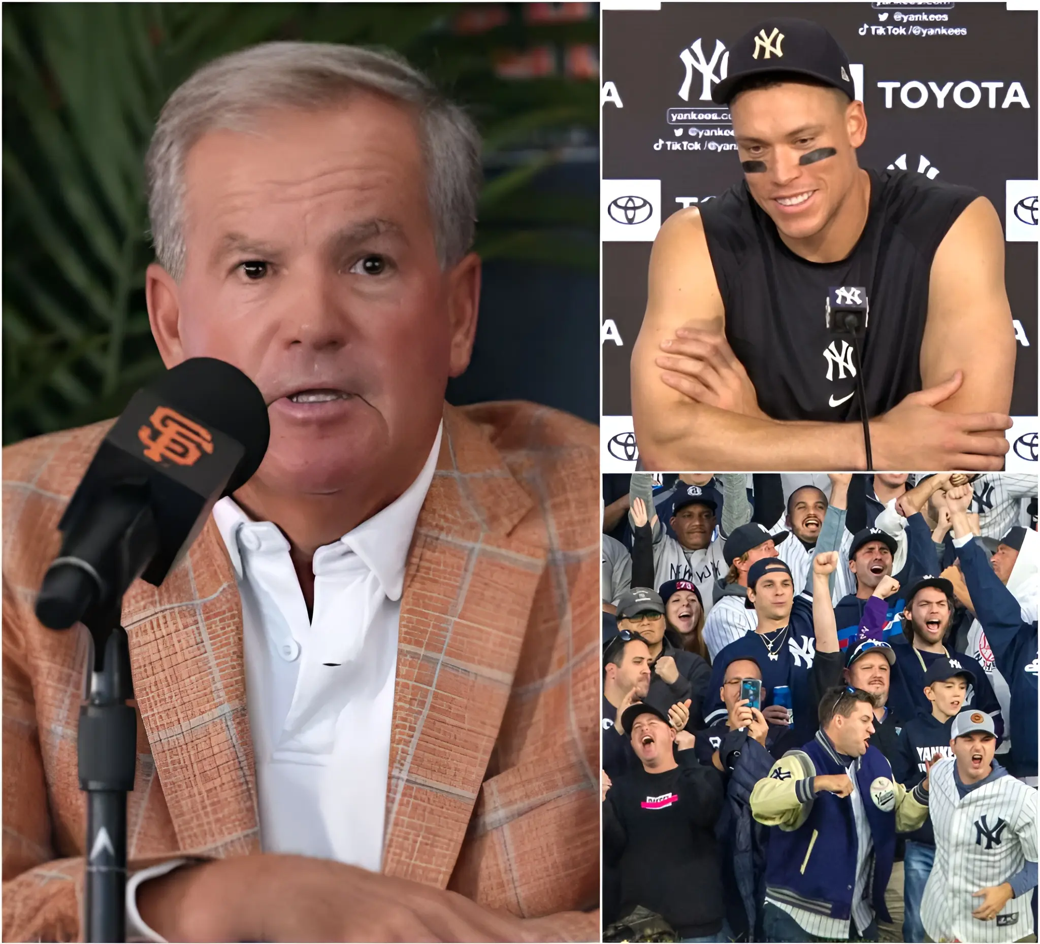 Cover Image for BREAKING NEWS: San Francisco Giants owner Greg Johnson proposed banning all Yankees supporters from Oracle Park for an entirely irrational reason. Immediately, Yankees star Aaron Judge responded with a sharp 15-word statement directly addressed to San Francisco, sparking a wave of intense criticism directed at the Giants.