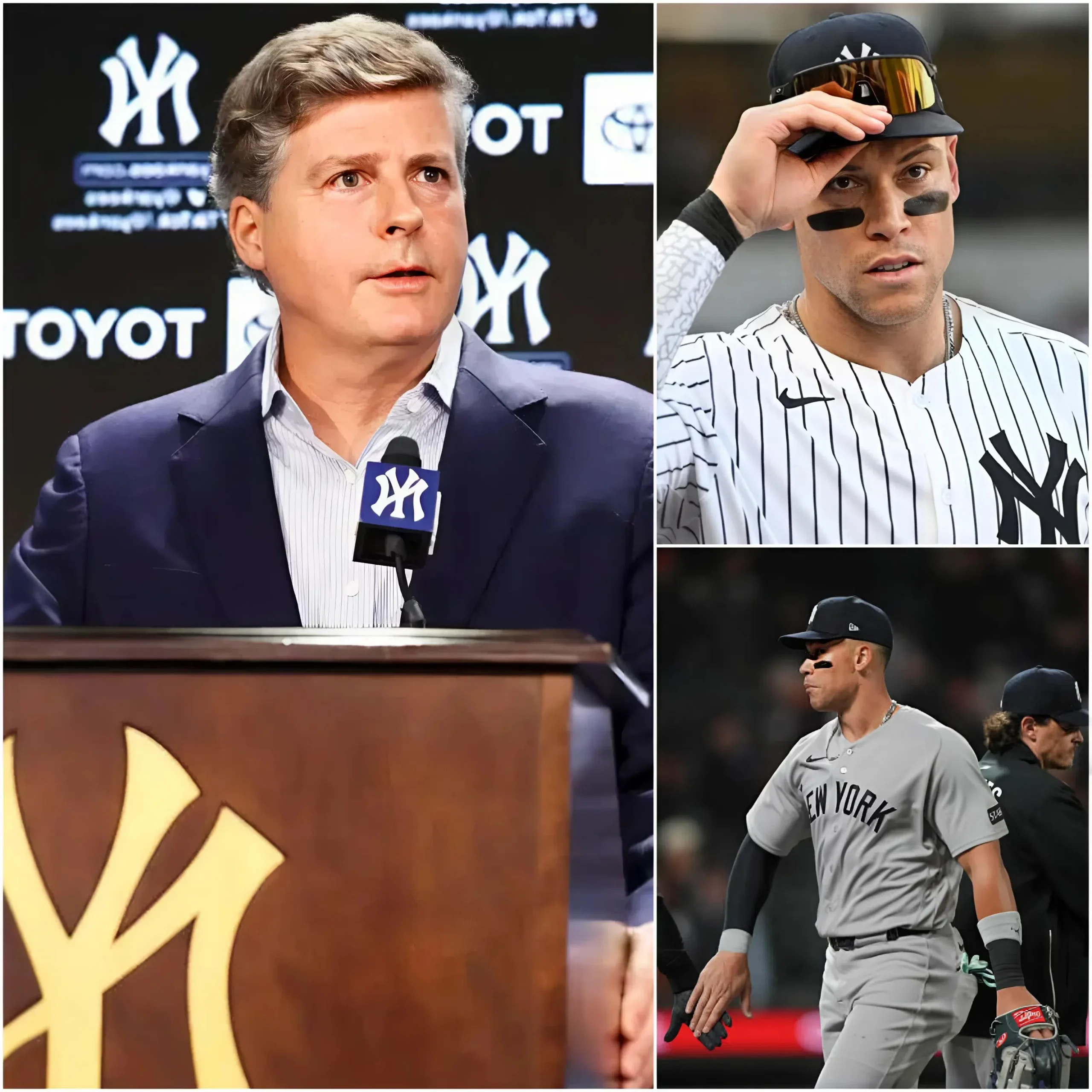 Cover Image for BREAKING NEWS: A one-hour internal meeting of the board of directors and coaching staff in California has just concluded, and New York Yankees president Hal Steinbrenner has announced that the team’s most important player, Aaron Judge, will…