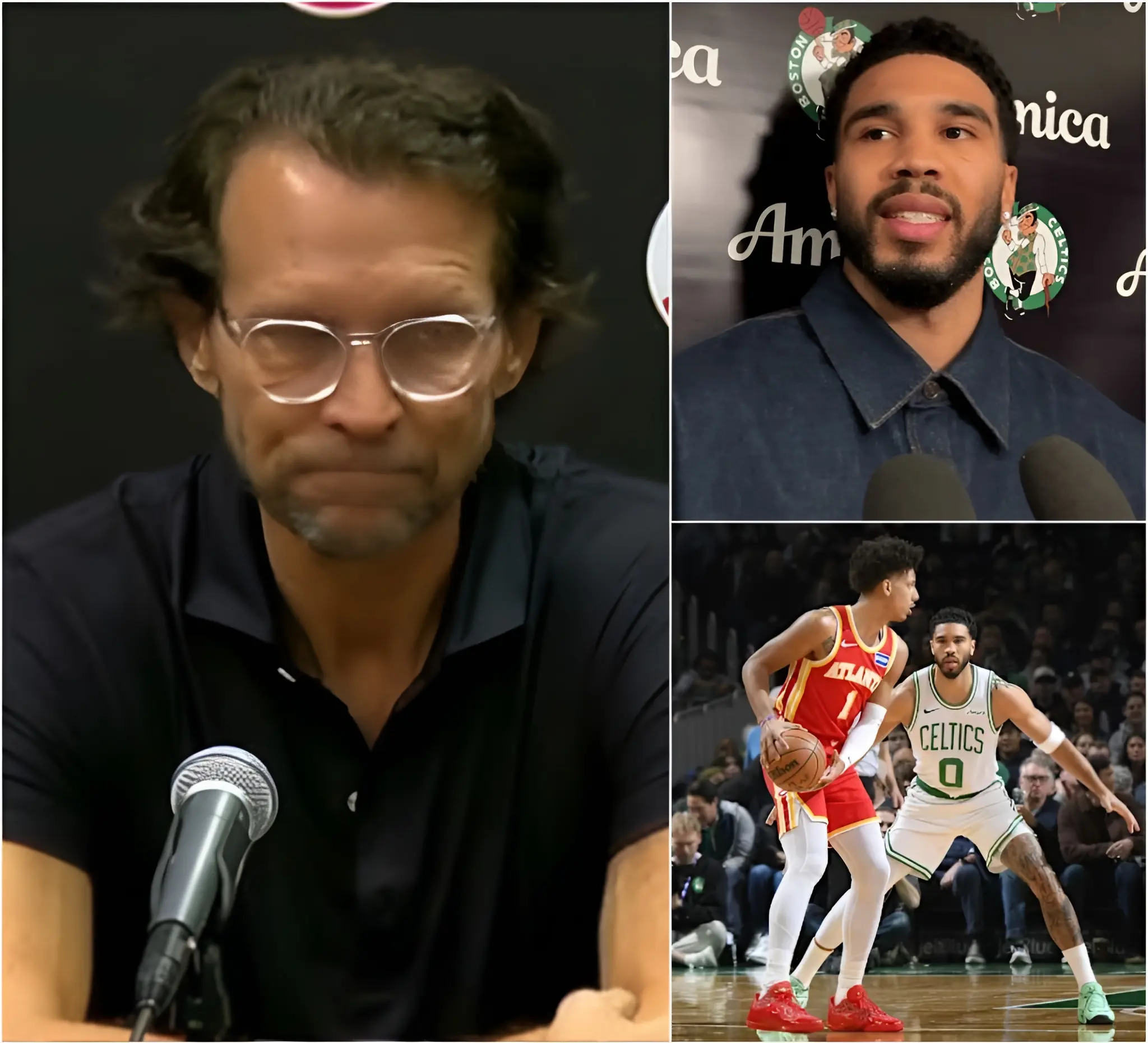 Cover Image for “He’s cheating!” Just moments after the humiliating 102-109 loss to the Celtics at TD Garden, Hawks head coach Quinn Snyder, his face red with anger, pointed directly at star Jayson Tatum and loudly accused him of using advanced technology to “cheat,” demanding an immediate investigation from the NBA.