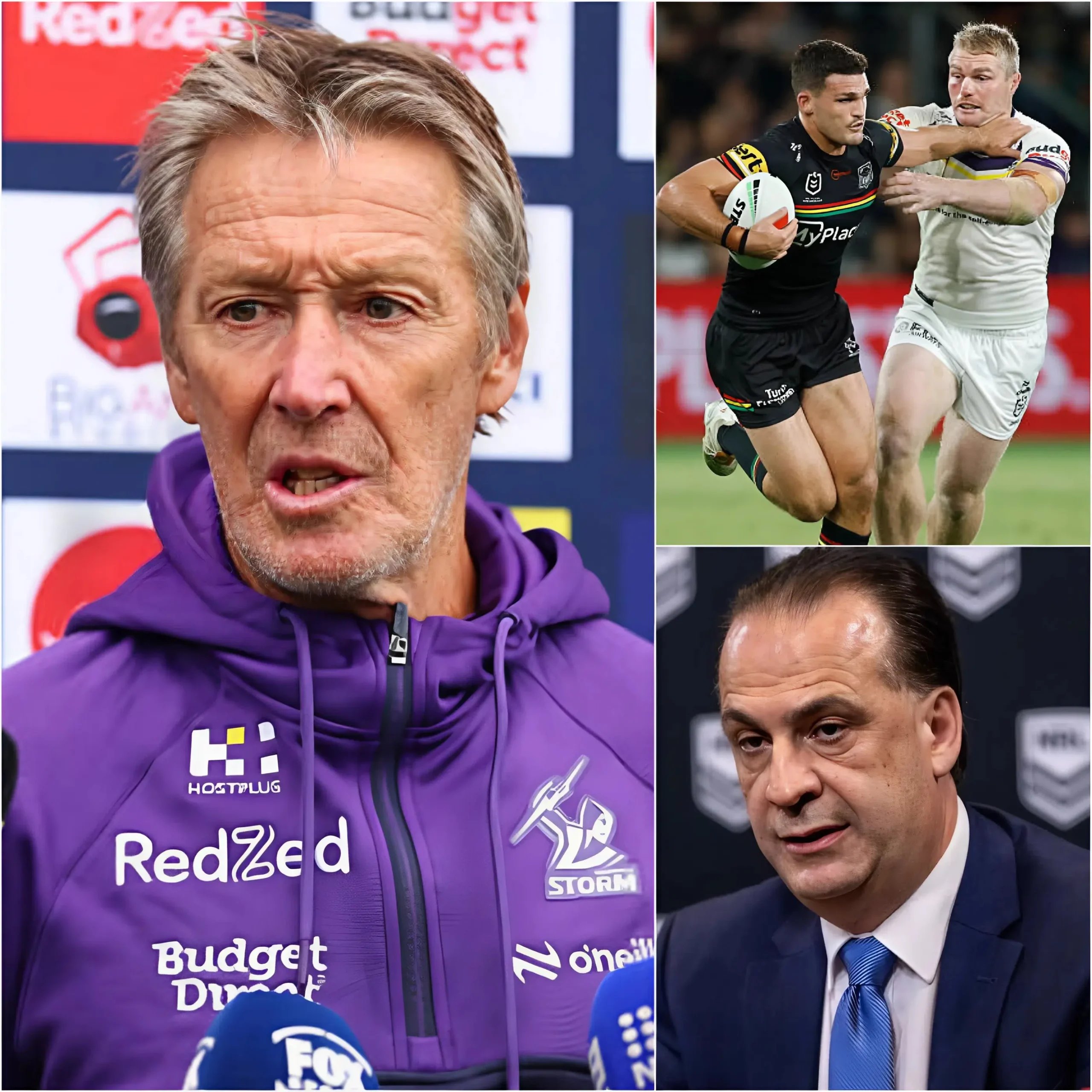 Cover Image for 🚨 “HE CHEATED!” Just moments after the devastating 10–50 loss at CommBank Stadium against the Penrith Panthers, Melbourne Storm head coach Craig Bellamy erupted in fury