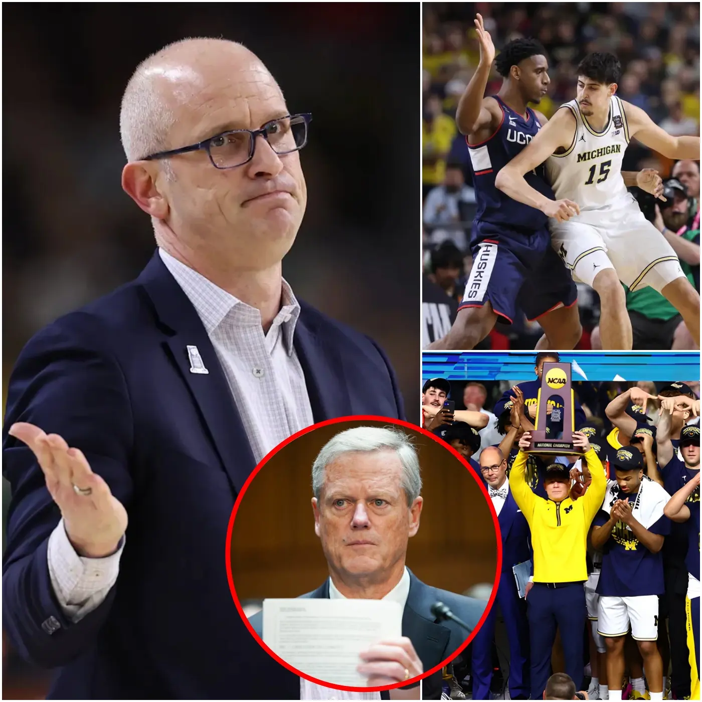 Cover Image for 🚨 “MICHIGAN CHEATED — THIS CAN’T BE IGNORED!” 🔴 Dan Hurley erupted after UConn Huskies’ crushing loss to the Michigan Wolverines at Lucas Oil Stadium, publicly accusing Aday Mara of doping and demanding an immediate NCAA investigation… But just 10 minutes later, an official statement dropped — and it left the entire room in stunned silence.