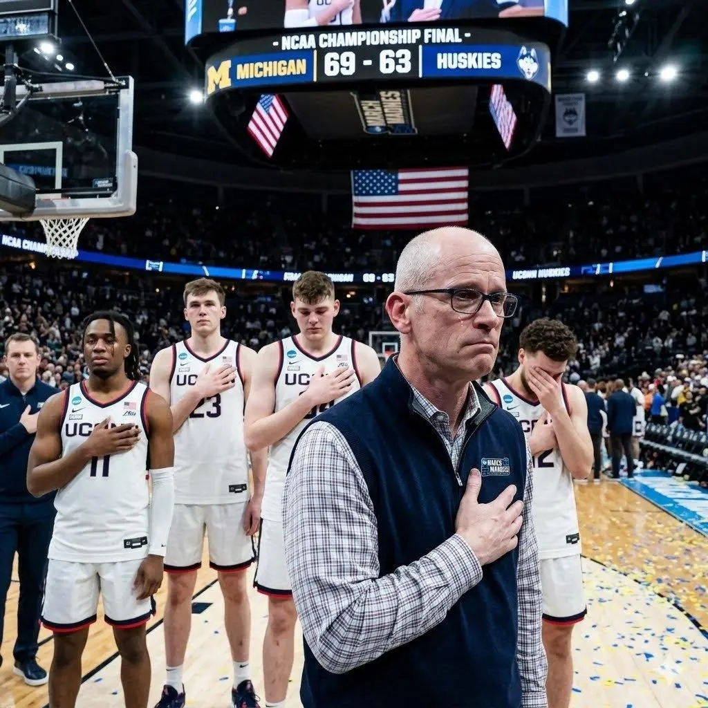 Cover Image for No one saw it coming—but what happened after the final buzzer between UConn Huskies basketball and Michigan Wolverines basketball turned a heartbreaking loss into something no one inside that arena will ever forget.