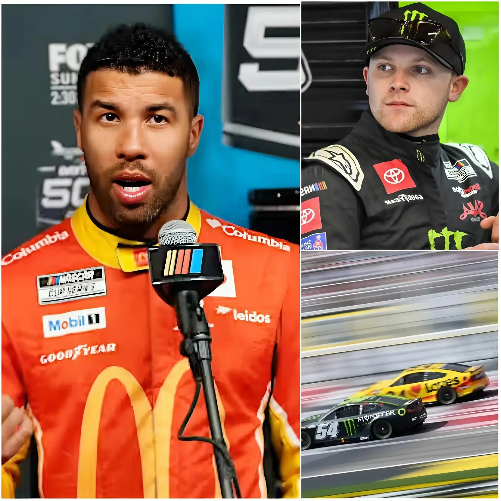 Cover Image for 🛑“HE IS A CHEATER!” In a shocking turn of events in the racing world, Bubba Wallace filed an official complaint with NASCAR officials immediately after the Food City 500, accusing Ty Gibbs of using a modified race car with a secret acceleration boost system, giving him a significant advantage during crucial late-race speed bursts on the track.