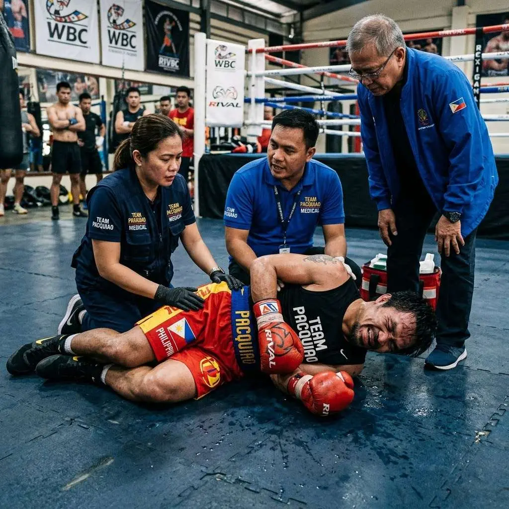 Cover Image for 30 MINUTES AGO: Panic engulfed the stands and backstage area as “The Nightmare” Rhea Ripley suddenly collapsed during a high-tension fan meet-and-greet event