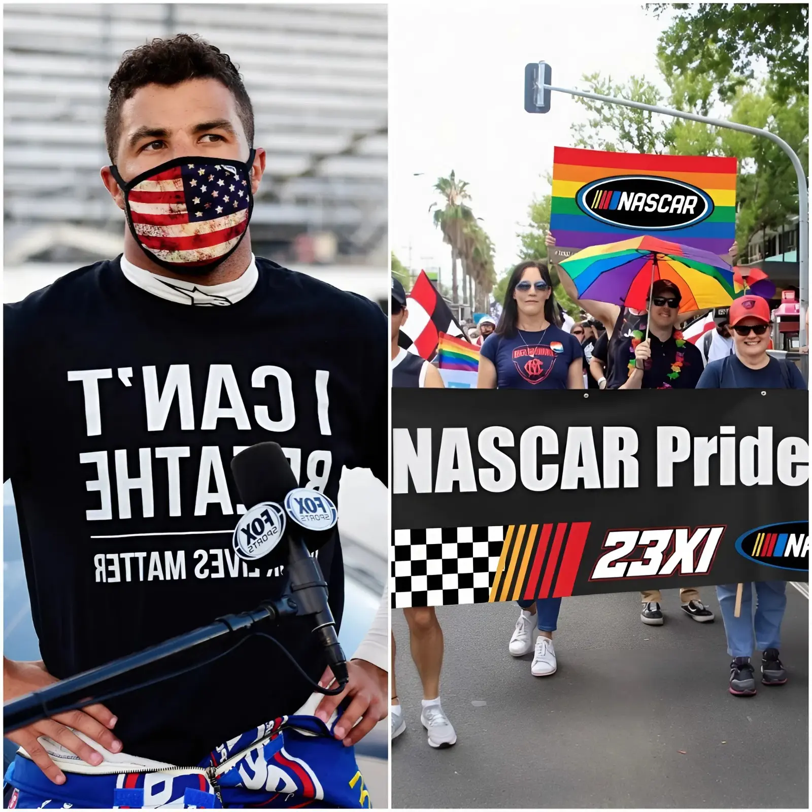 Cover Image for BREAKING NEWS IN THE NASCAR WORLD: Bubba Wallace, the young star and key driver for 23XI Racing, is reportedly refusing to wear the LGBT rainbow armband (or hat) for the remainder of the 2026 season.
