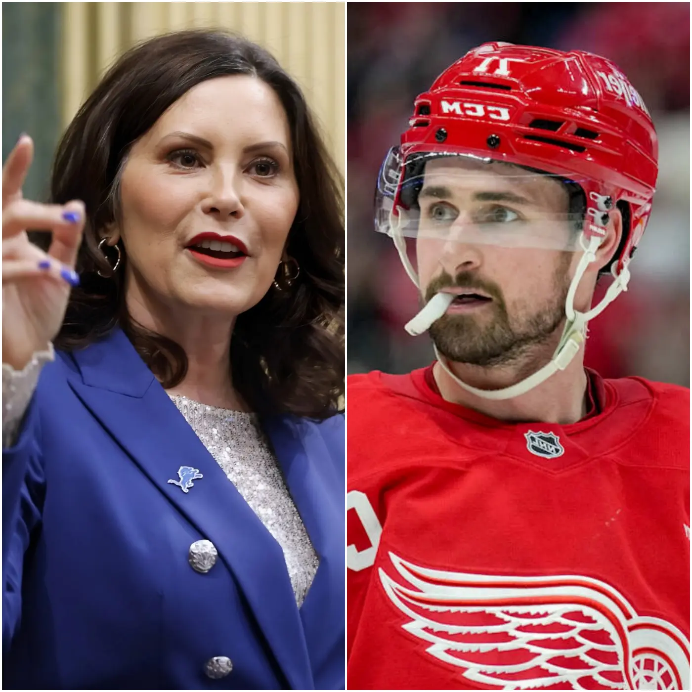 Cover Image for “SHUT UP! DO YOU REALLY THINK YOU HAVE THE RIGHT TO SAY SOMETHING SO POINTLESS TO ME?” Gretchen Whitmer erupted on live television, openly demanding Dylan Larkin to remain silent forever — but this outburst backfired spectacularly.
