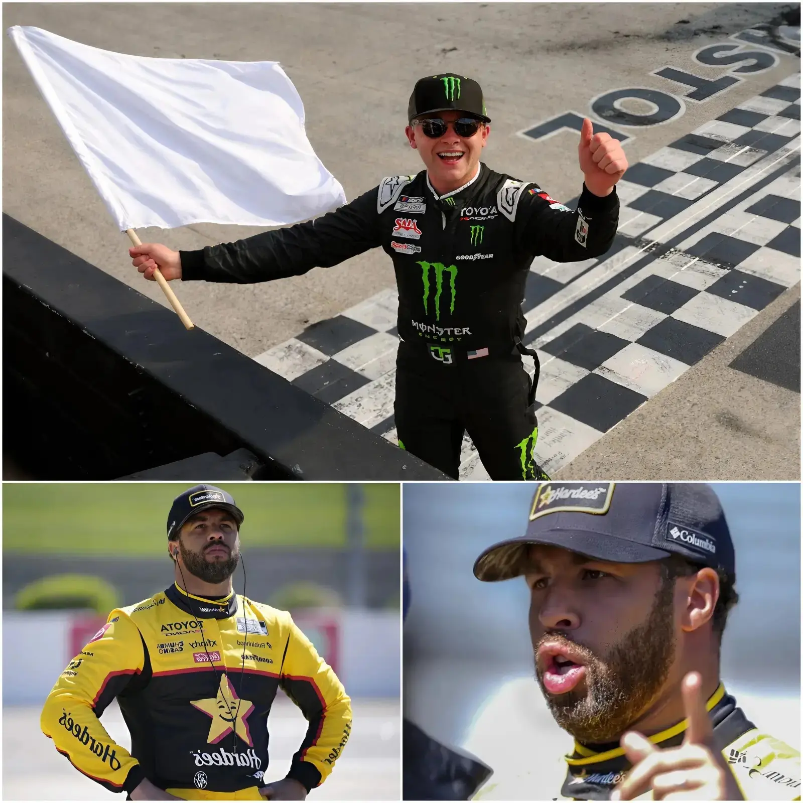 Cover Image for 🚨”Bubba Wallace has declared he is PERMANENTLY LEAVING NASCAR after Ty Gibbs celebrated his maiden victory by provocatively waving a white flag!