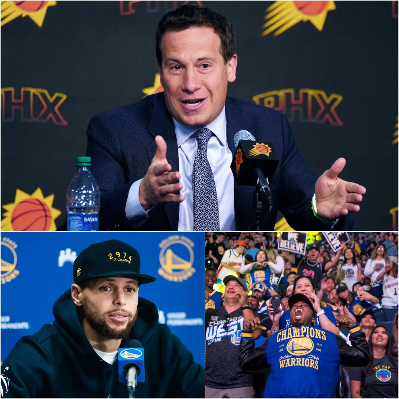Cover Image for BREAKING NEWS: Phoenix Suns owner Mat Ishbia has proposed banning all Golden State Warriors fans from entering the PHX Arena for a completely outrageous reason. Almost immediately, Stephen Curry fired back with a sharp 15-word response aimed directly