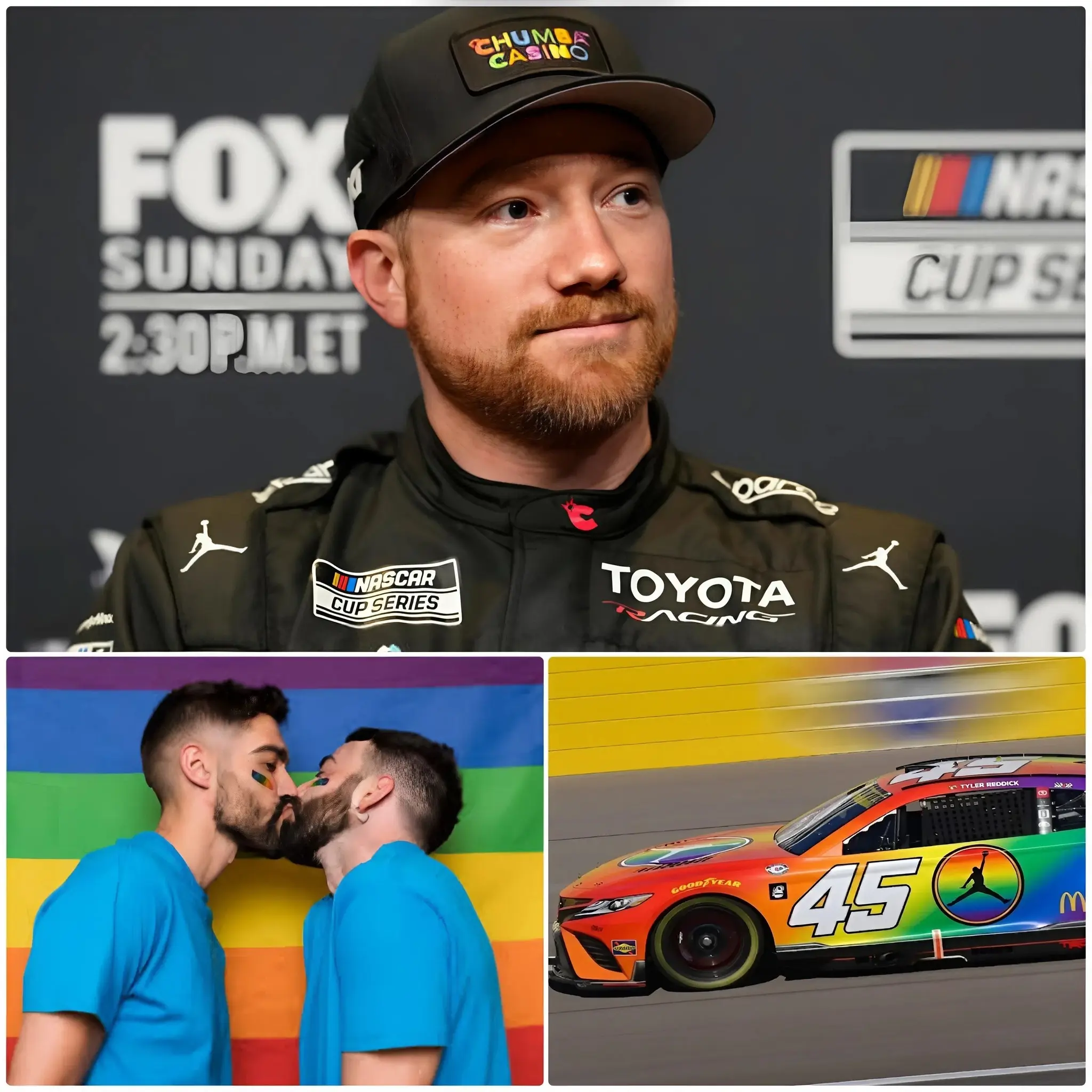 Cover Image for 🚨NASCAR superstar Tyler Reddick has reportedly rocked the racing world after refusing to participate in a rainbow-themed promotional event intended to honor the L.G.B.T.Q. community. Standing firm, he criticized what he called the “W.O.K.E agenda,” declaring, “No amount of fame or professional standing will ever make me betray my values. This is my stance, and I won’t back down.”👇