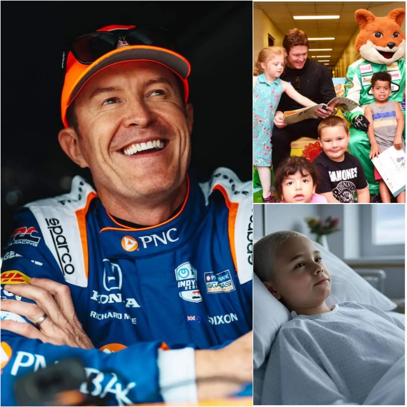 Cover Image for Scott Dixon – six-time NTT IndyCar Series champion – brought the world to tears when he flew back to New Zealand to personally hold a child’s hand before life-saving heart surgery funded by his foundation, whisperi
