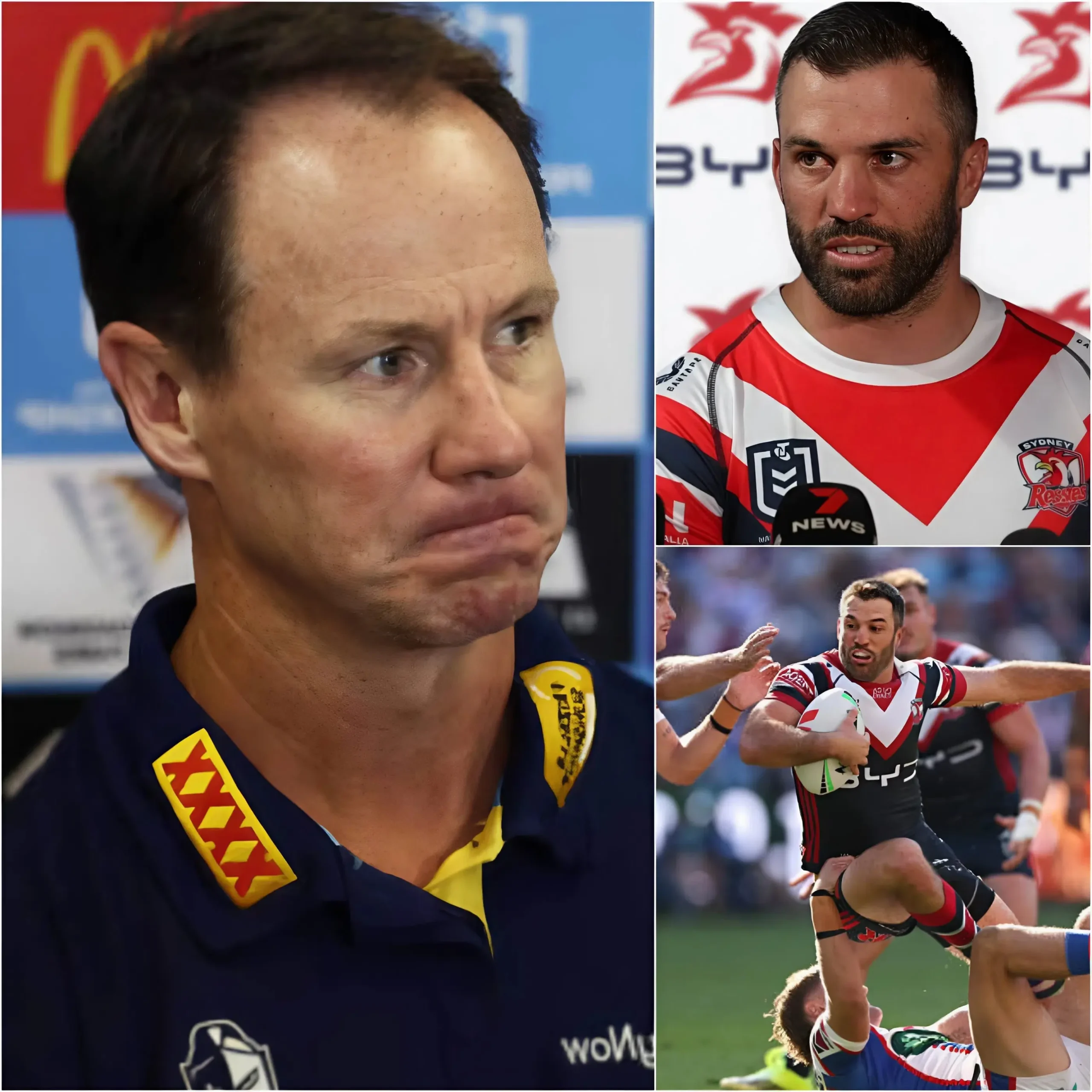 Cover Image for 🚨“HE CHEATED!” — Newcastle Coach Justin Holbrook Explodes in Fury After 38-24 Loss to Roosters, Accuses James Tedesco of Underhanded Tactics… Tedesco’s Icy 15-Word Reply Leaves Stadium in Chaos