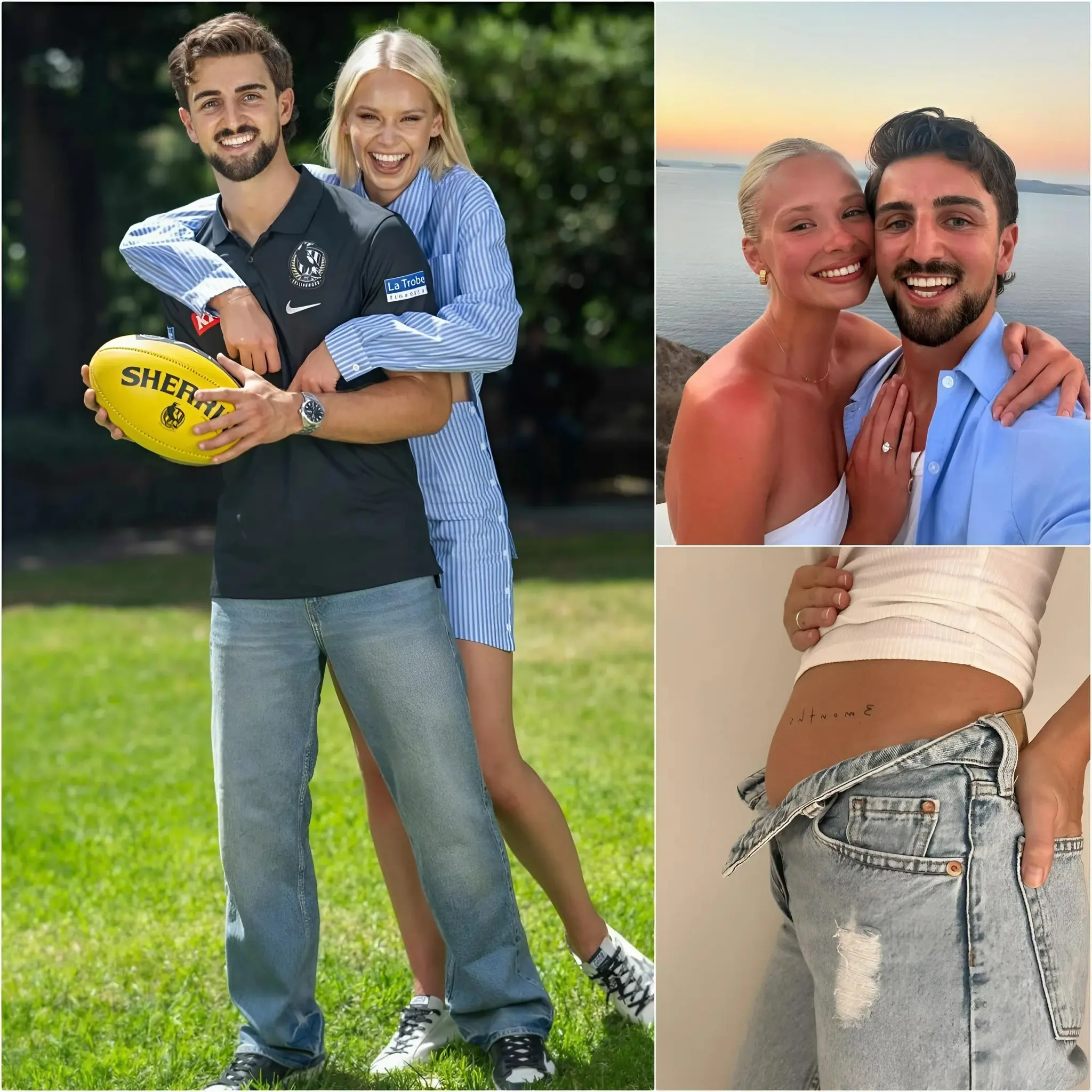 Cover Image for GOOD NEWS: AFL star Josh Daicos surprised fans when he and his fiancée Annalise Dalins shared the exciting news that they are expecting their first child after more than 4 years of being together. The star of Collingwood Football and Annalise Dalins also shared heartwarming details about the baby’s name and gender, delighting the AFL community worldwide and receiving countless congratulations…