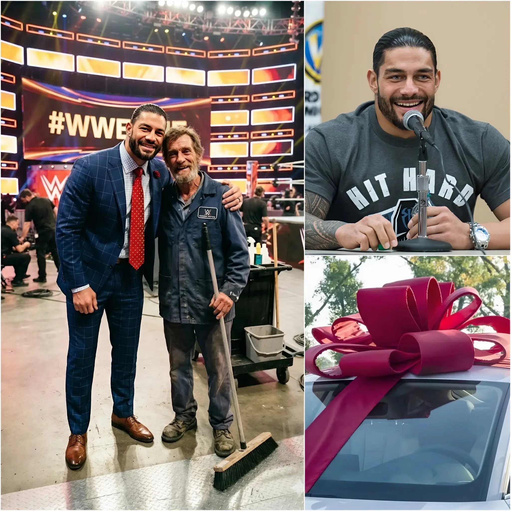 Cover Image for SHOCKING ACT OF KINDNESS: Poor WWE Cleaner Helps Roman Reigns Before Match—Wakes Up to a White Pickup Truck Outside His Home the Next Morning, Changing His Life Forever at WWE 🔥