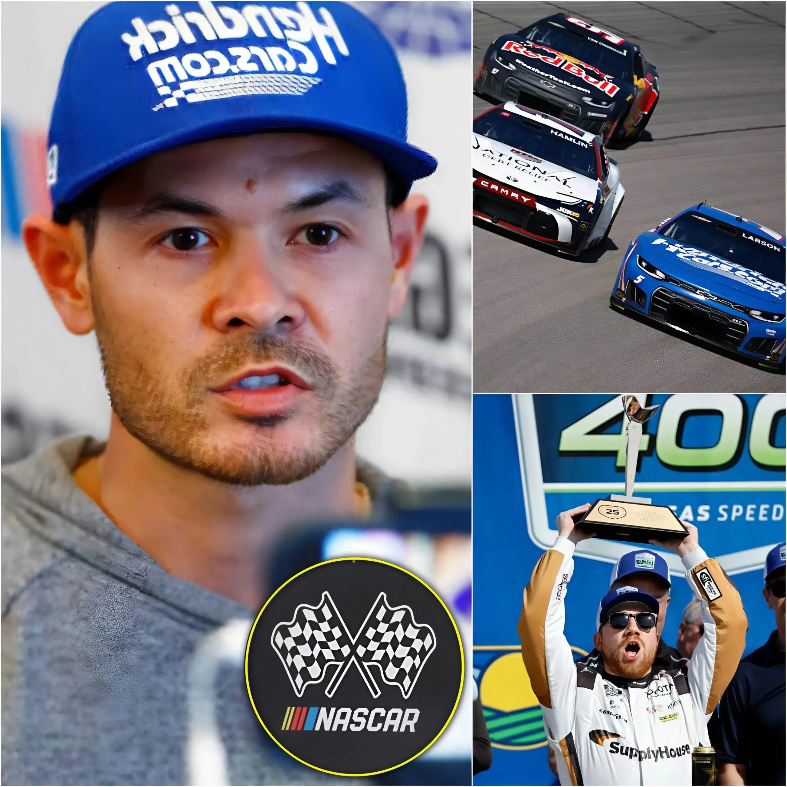 Cover Image for 🚨”ARROGANT – THIS WIN IS UNDESERVED – I DEMAND NASCAR REVIEW” After losing his Kansas Speedway victory, Kyle Larson filed a scathing formal complaint against Tyler Reddick, accusing the champion of rude, arrogant, and highly inappropriate behavior on the final lap