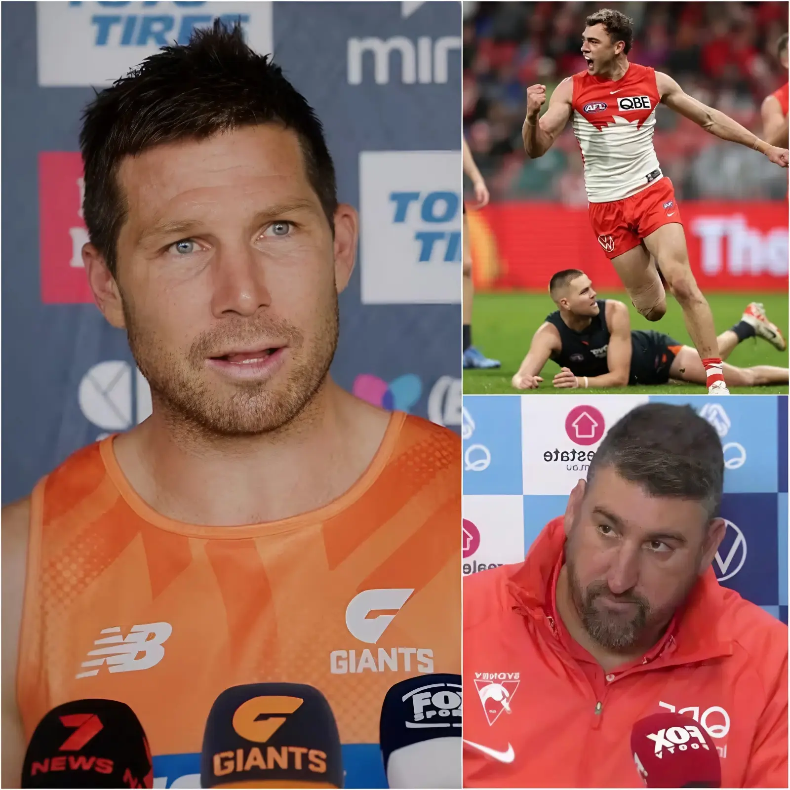 Cover Image for 🚨 “IF THEY WANT SYDNEY SWANS TO WIN AT ALL COSTS, JUST GIVE THEM THE CUP AND DON’T MAKE US PLAY THESE MEANINGLESS GAMES.” 💥 Toby Greene, the star player for the GWS Giants, sent shockwaves through the AFL world after accusing the field umpires in the Sydney Derby between the GWS Giants and Sydney Swans of blatant bias.
