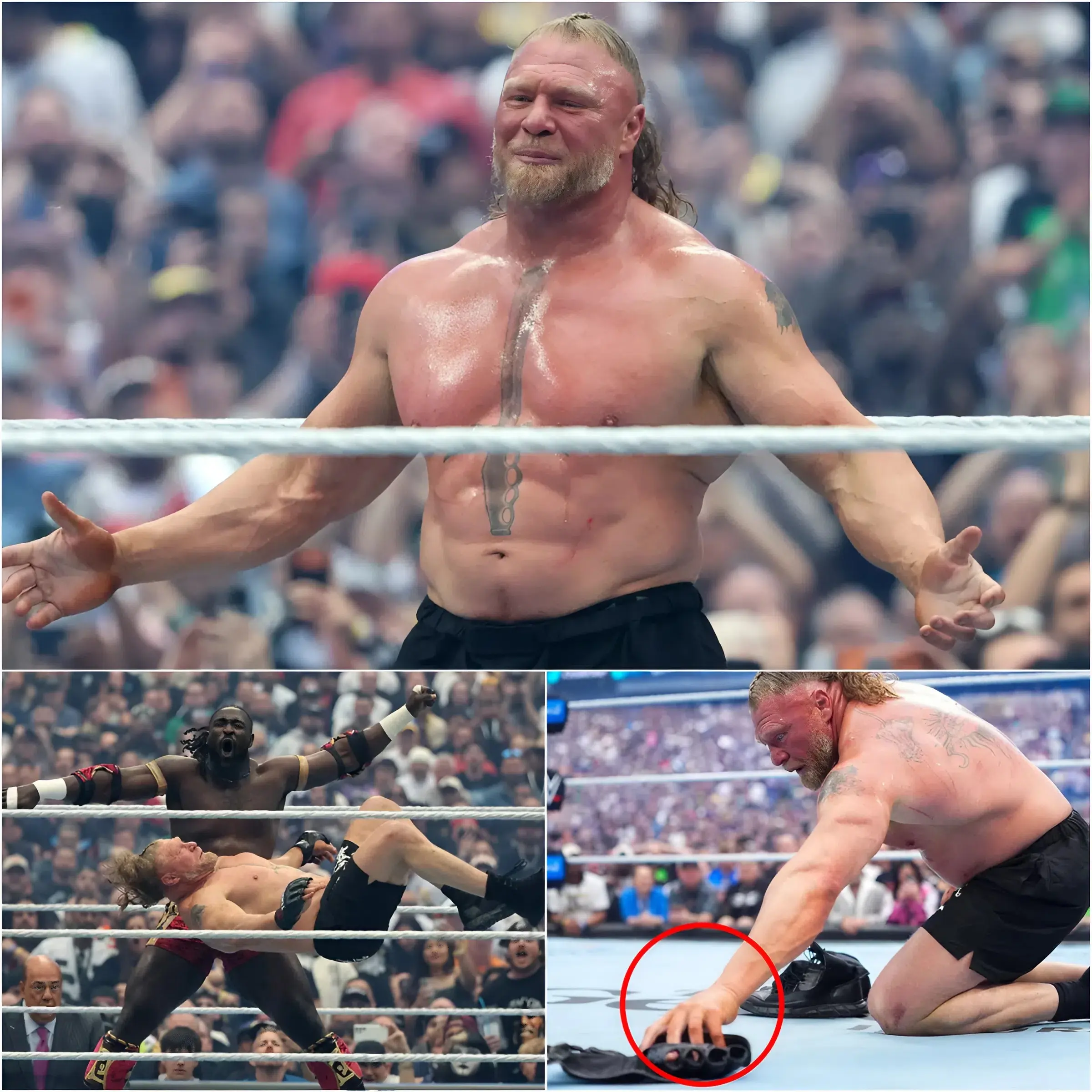 Cover Image for 🚨WWE SHOCKER: Brock Lesnar RETIRES at WrestleMania 42, STUNS Fans with Silent Tribute After Standing Among The Undertaker, The Rock, Goldberg & John Cena — Paul Heyman BREAKS DOWN as an ERA ENDS 😭💀👑🔥
