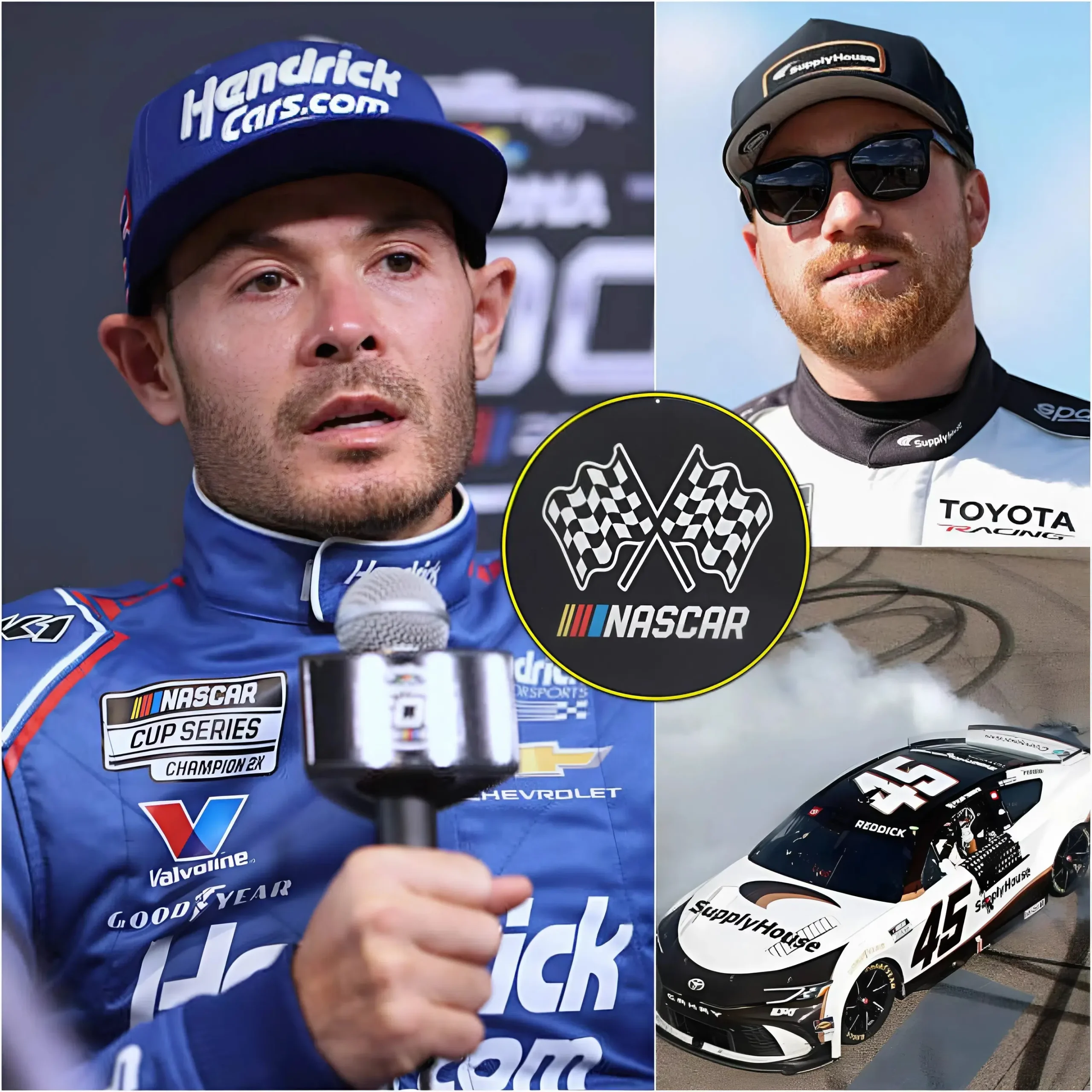 Cover Image for 🚨”I DEMAND NASCAR INSPECTION OF HIS CAR IMMEDIATELY – SOMETHING IS WRONG HERE!” Kyle Larson angrily sent a direct message expressing his outrage over Tyler Reddick’s five completely unfair wins in the 2026 NASCAR Cup Series, causing a stir in the racing community. NASCAR quickly intervened to confirm this…👇