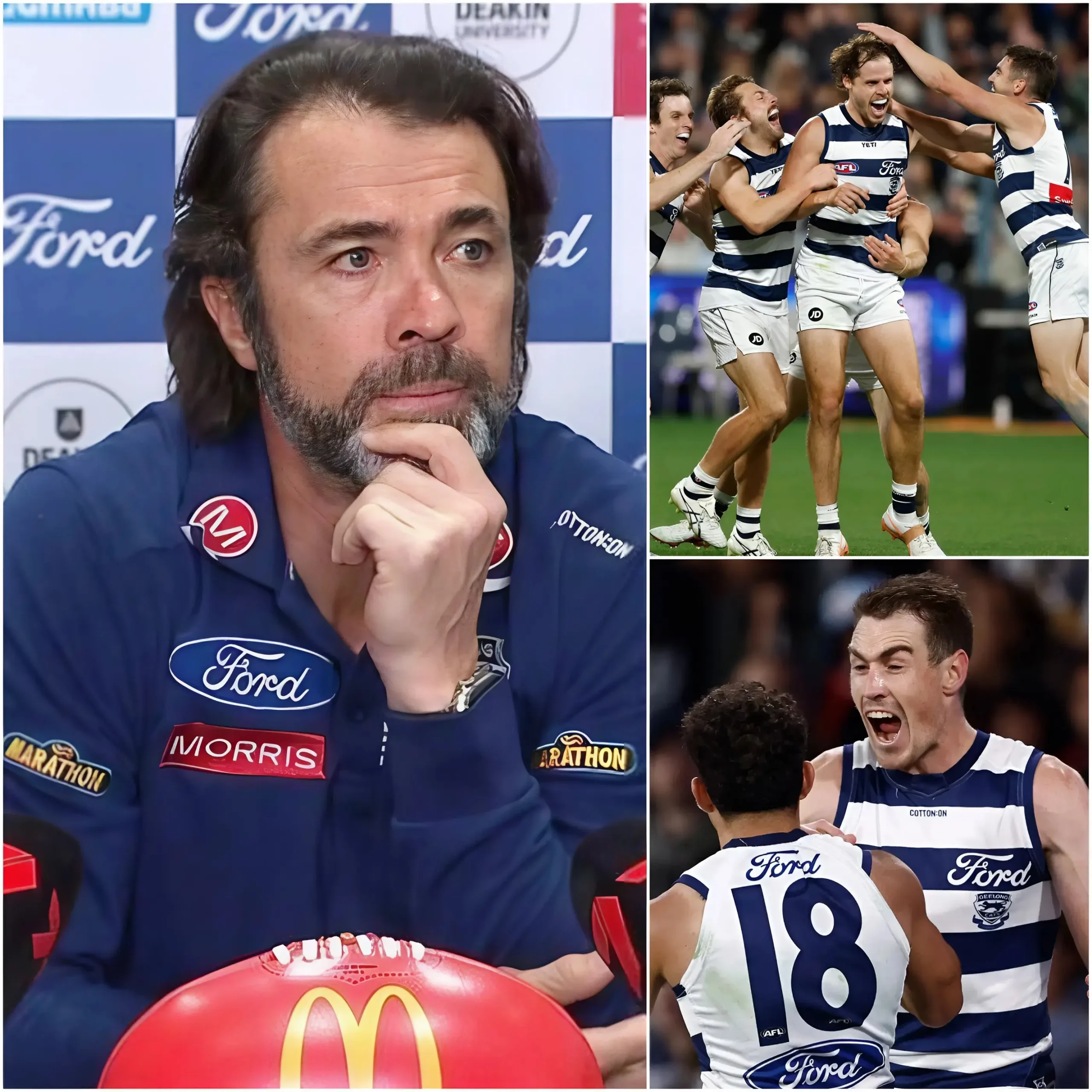 Cover Image for “THIS WILL BE HIS LAST CHANCE” Coach Chris Scott unexpectedly issued a harsh warning to a Geelong Cats player after their 131-56 victory over the Western Bulldogs. He specifically criticized the player for being too weak, too slow, and the main cause of unnecessary conflicts in the locker room. Notably, this is a player who is very popular with the fans…👇