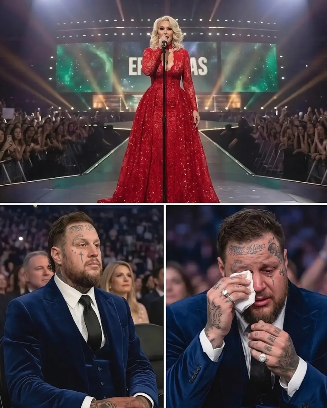 Cover Image for “AN UNFORGETTABLE MOMENT. Last night, Bunnie XO — longtime partner and biggest supporter of Jelly Roll — stepped onto the stage to present a very special birthday gift for him. It wasn’t a typical performance, but a song prepared as a deeply personal tribute, leaving the entire audience in emotional silence.