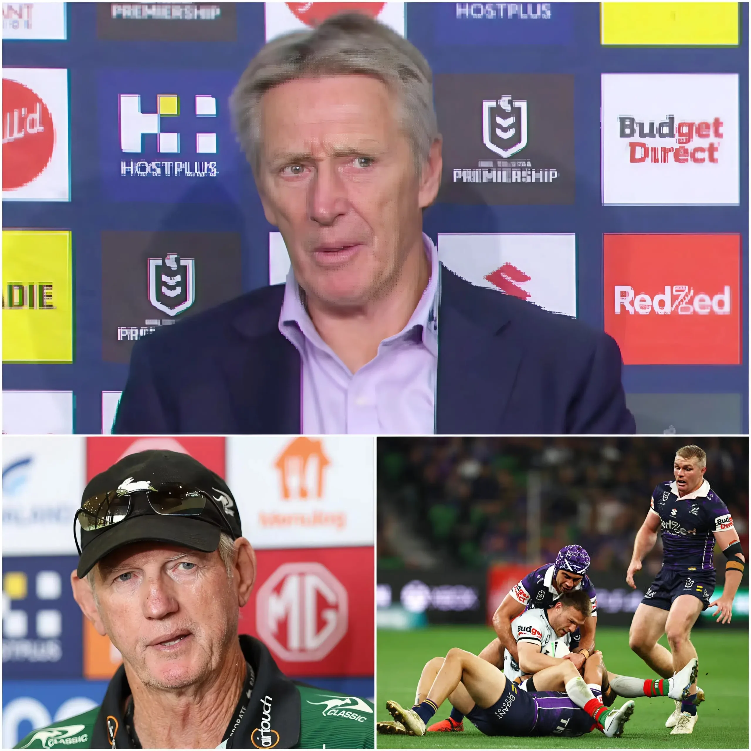 Cover Image for “They cheated!” Just seconds after a crushing 42-point defeat to the South Sydney Rabbitohs, head coach Craig Bellamy—his face flushed with anger—pointed directly at coach Wayne Bennett and loudly accused a Rabbitohs star of using high-tech equipment to “cheat,” while demanding that the NRL launch an immediate, urgent investigation.