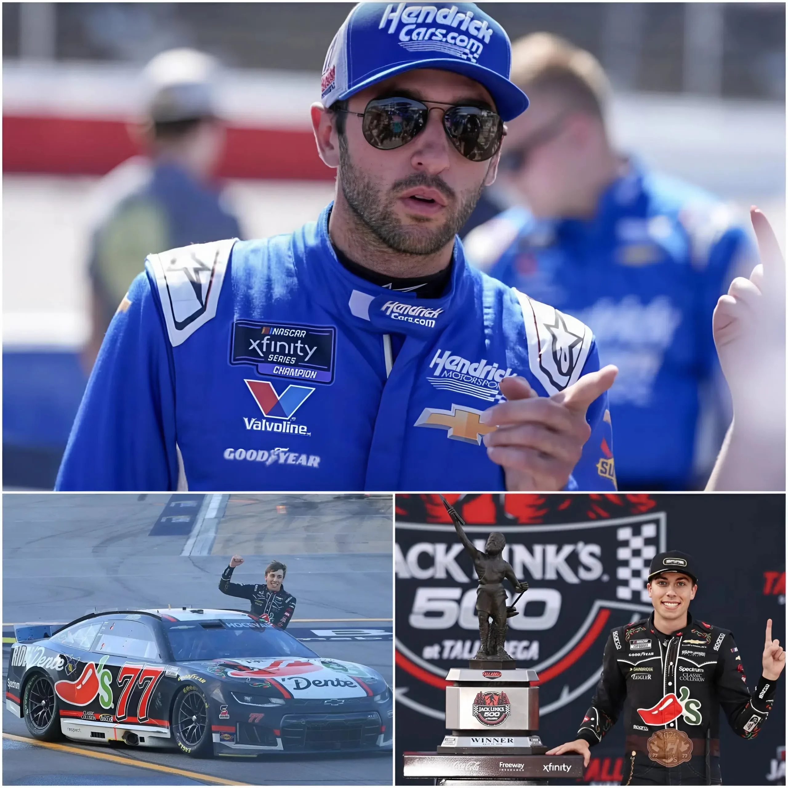 Cover Image for 🔴”HE CHEATED” Chase Elliott ACCUSED Carson Hocevar of using ILLEGAL technology with his car in the Jack Link’s 500 at Talladega Superspeedway.. 5 minutes later, NASCAR quickly launched an emergency investigation and came up with surprising results…👇