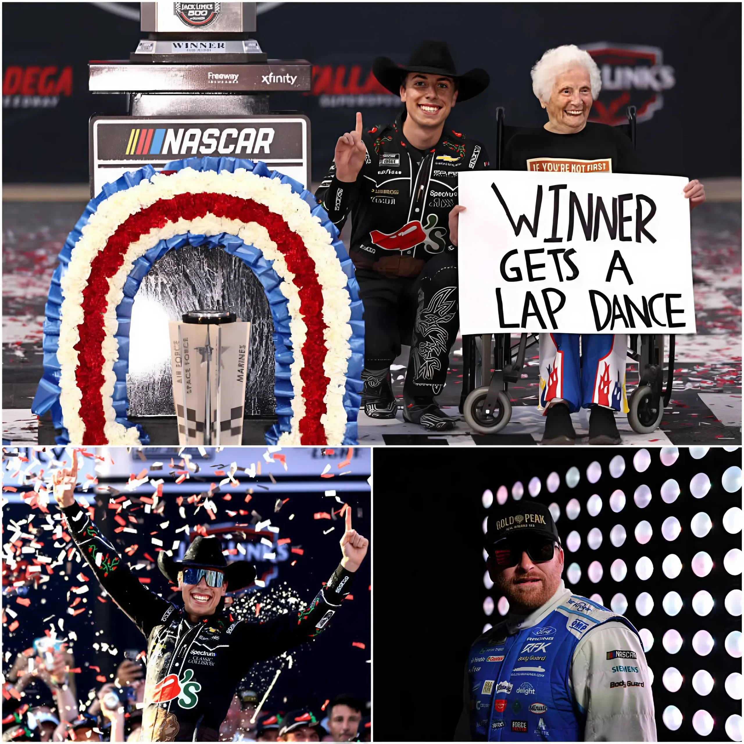 Cover Image for THRILLING LAST-LAP DRAMA AT TALLADEGA: Carson Hocevar delivered a stunning finish by overtaking Chris Buescher on the final lap at Talladega Superspeedway, snatching victory in a breathtaking sprint to the line that sent the entire race into chaos and left fans stunned by how a seemingly secured win slipped away in the very last moments. 🏁🔥