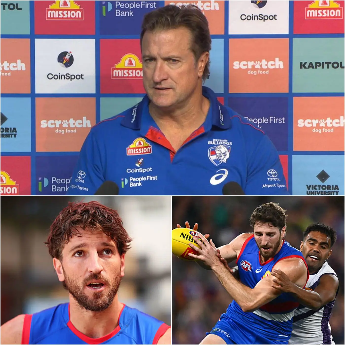 Cover Image for “HE IS ONLY 30 YEARS OLD” – Luke Beveridge, head coach of the Western Bulldogs, broke down in tears while speaking about the condition of Marcus Bontempelli after the devastating loss to Fremantle Dockers