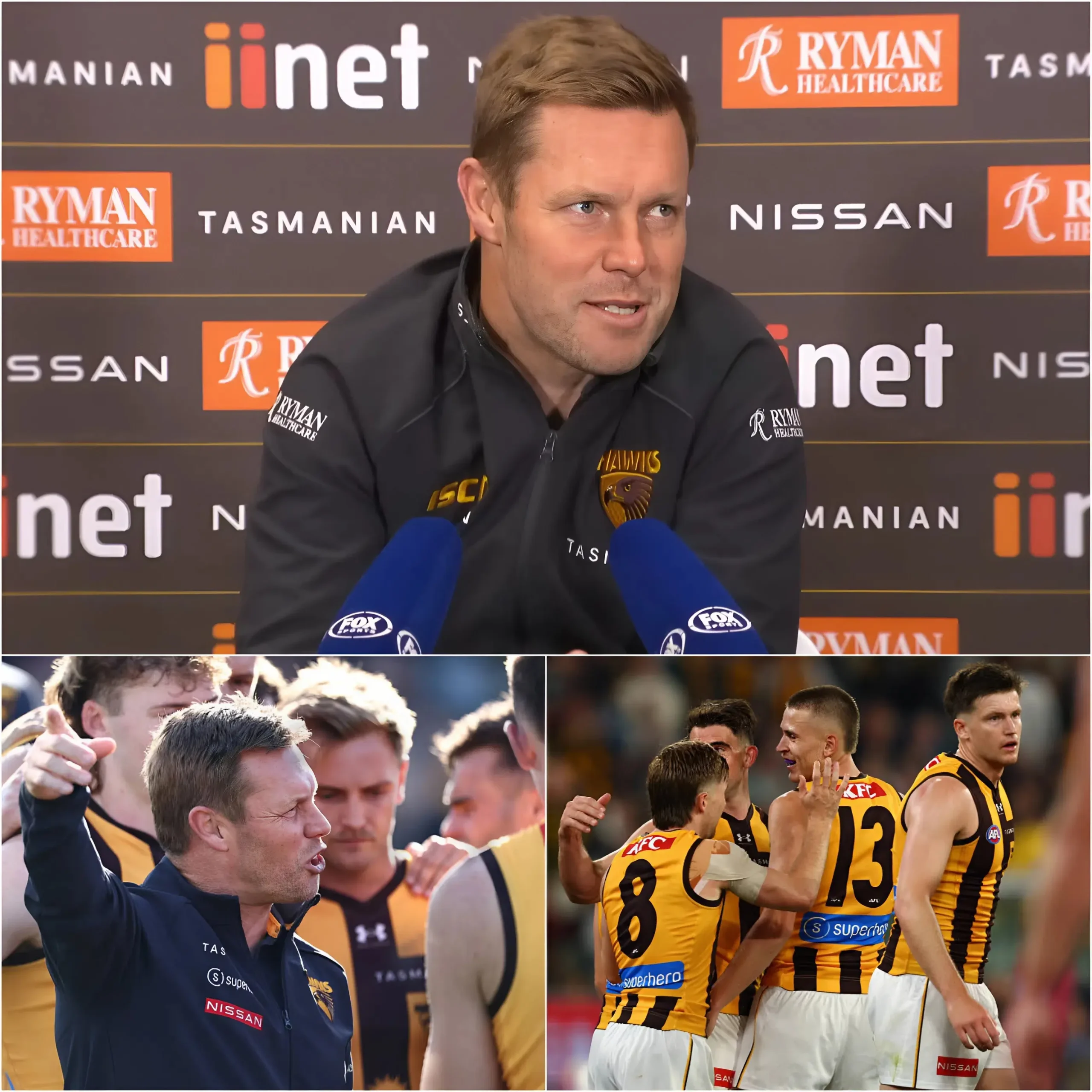 Cover Image for 🔴 BREAKING NEWS: Coach Sam Mitchell has sent shockwaves through the club after confirming that three players will be ruled out of the upcoming clash against the Fremantle Dockers