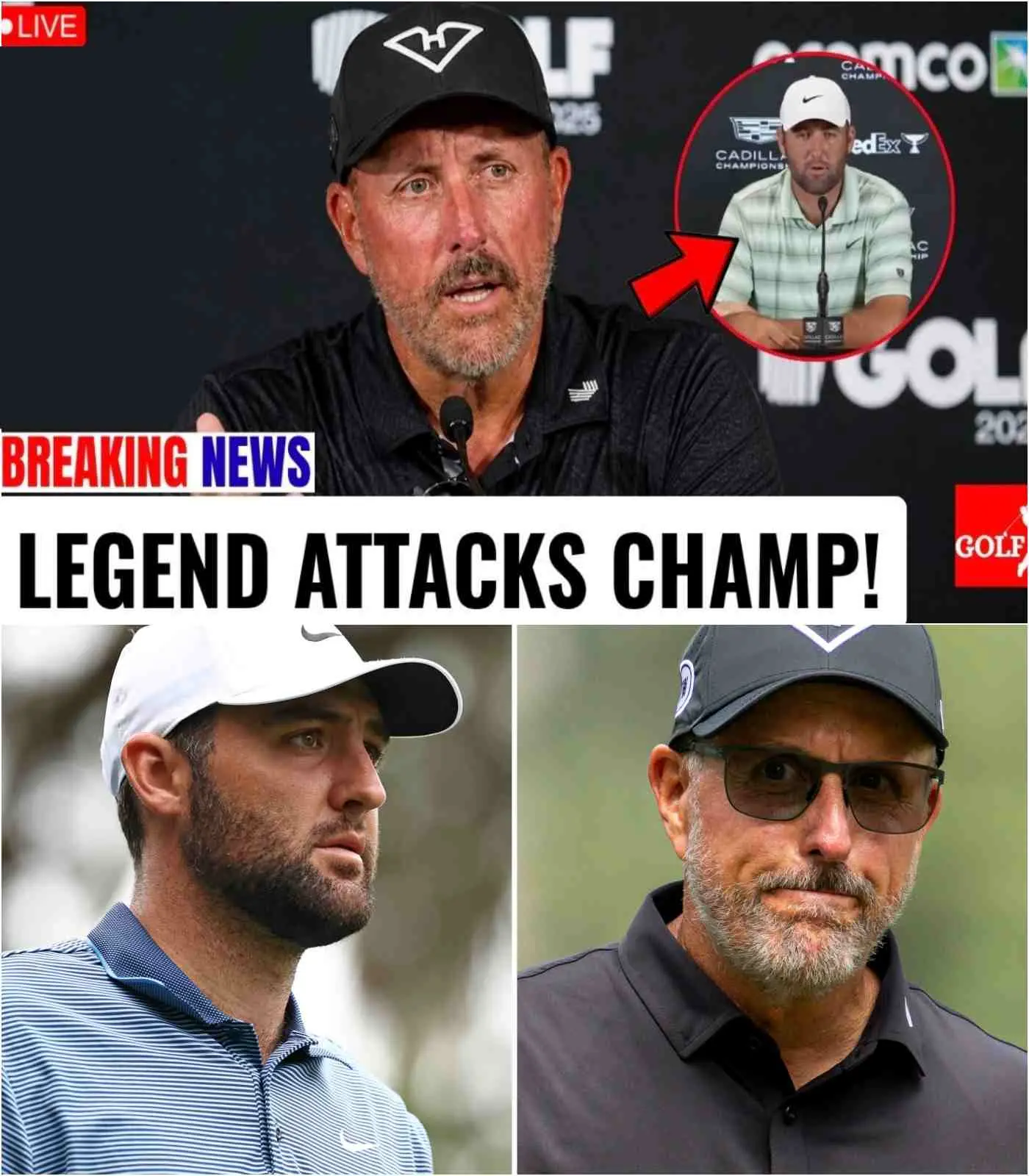 Cover Image for 🚨GOLF WORLD IN A FRENZY! Phil Mickelson’s SHOCKING Remarks About Scottie Scheffler Ignite MAJOR CONTROVERSY!