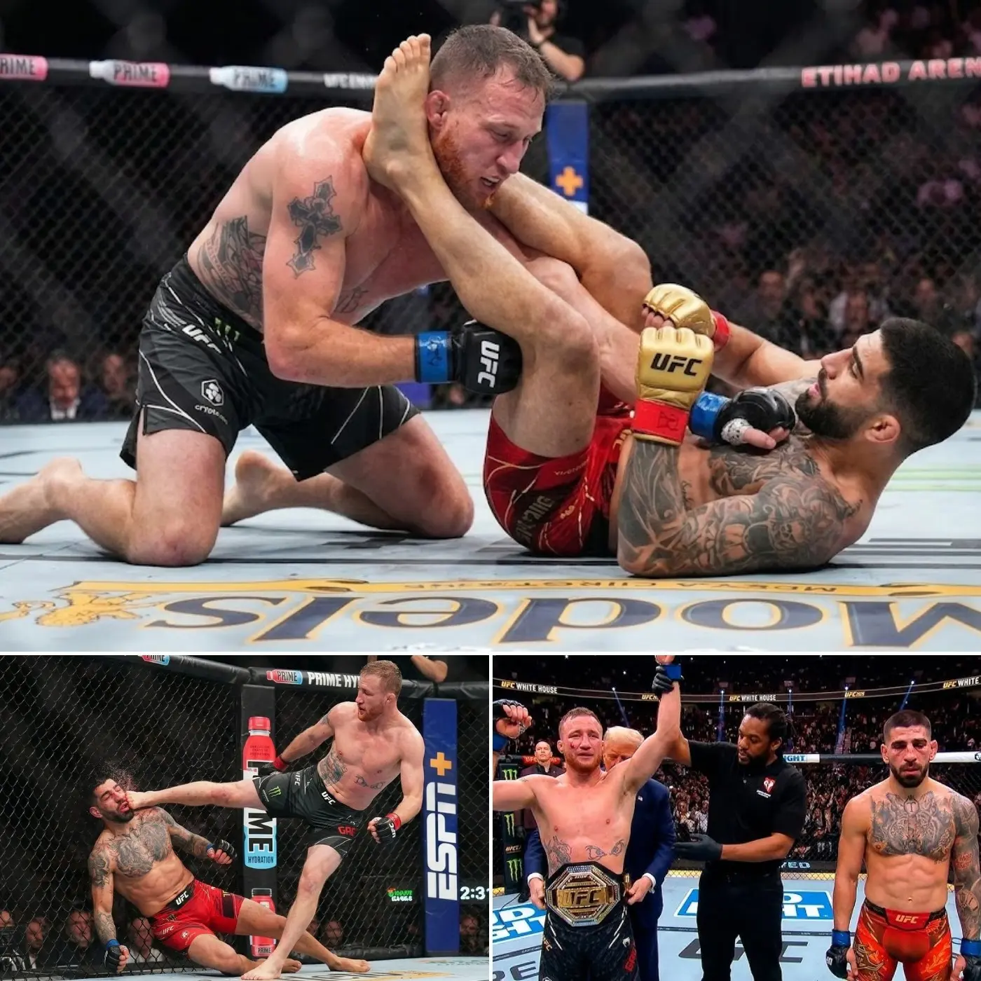 Cover Image for “It was over in a flash!” — Justin Gaethje knocked out Ilia Topuria with a shocking KO before the fight even heated up.
