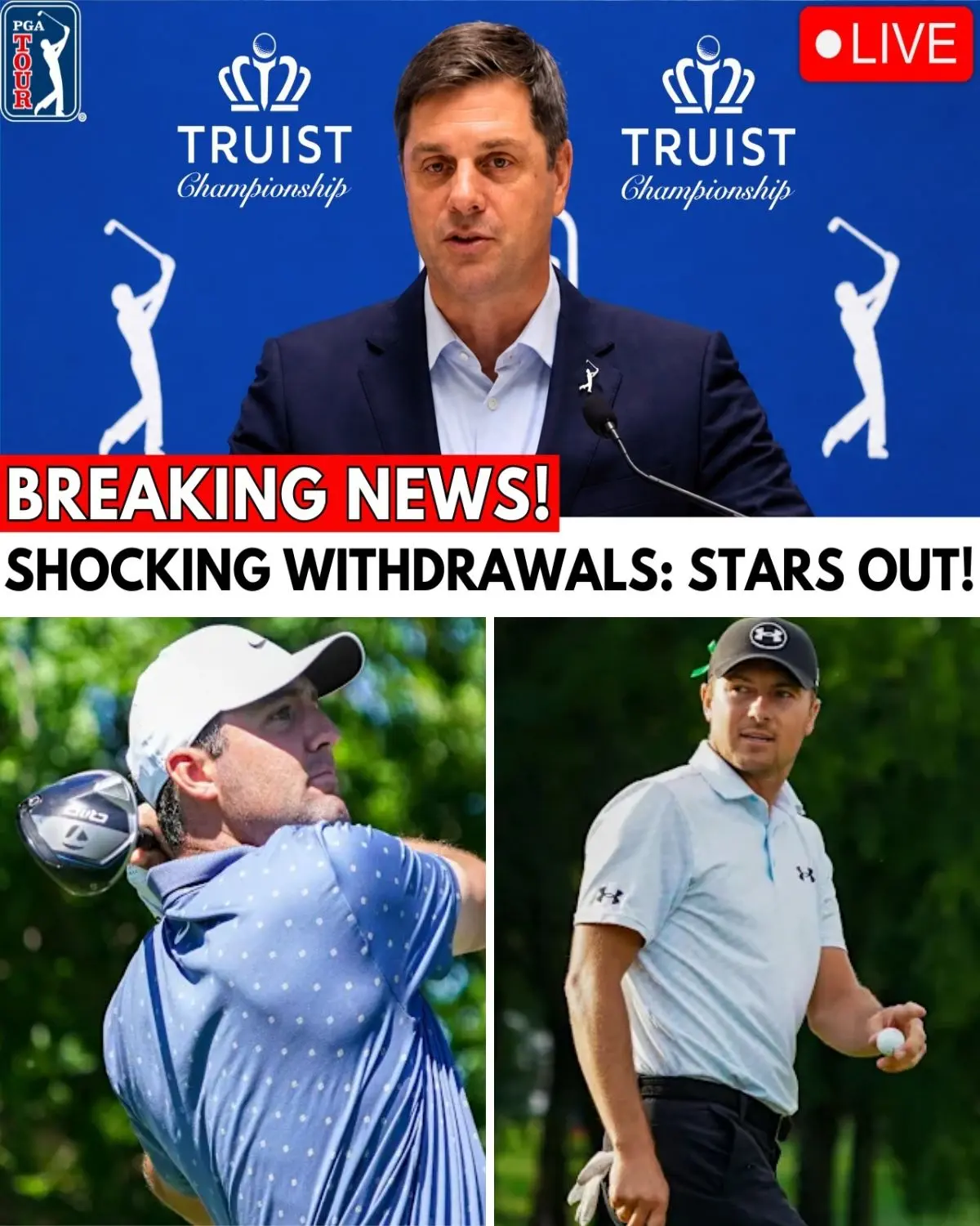 Cover Image for 🚨PGA Tour in BIG TROUBLE After 9 Stars PULL OUT of Truist Championship!