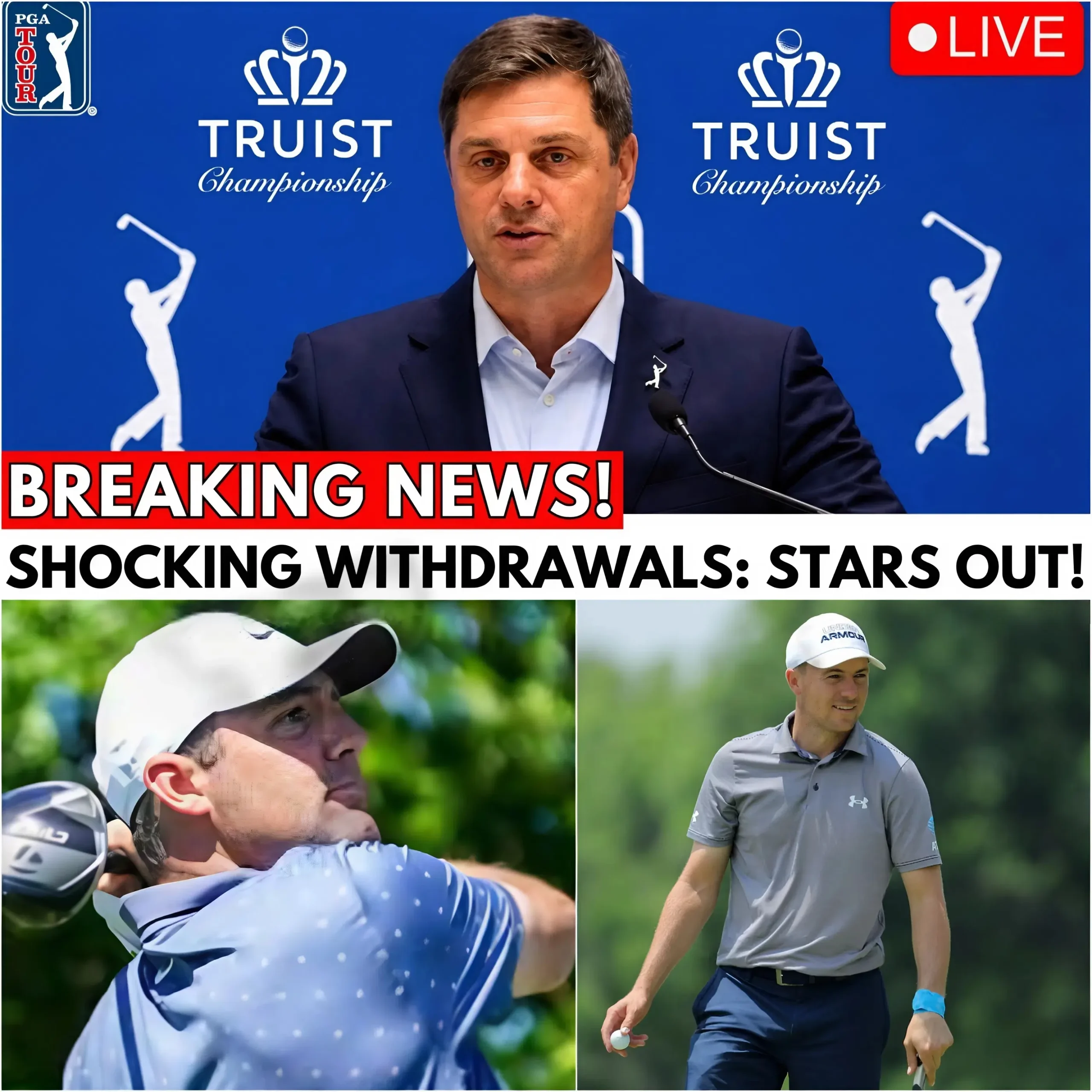 Cover Image for 🚨PGA Tour in BIG TROUBLE After 9 Stars PULL OUT of Truist Championship!