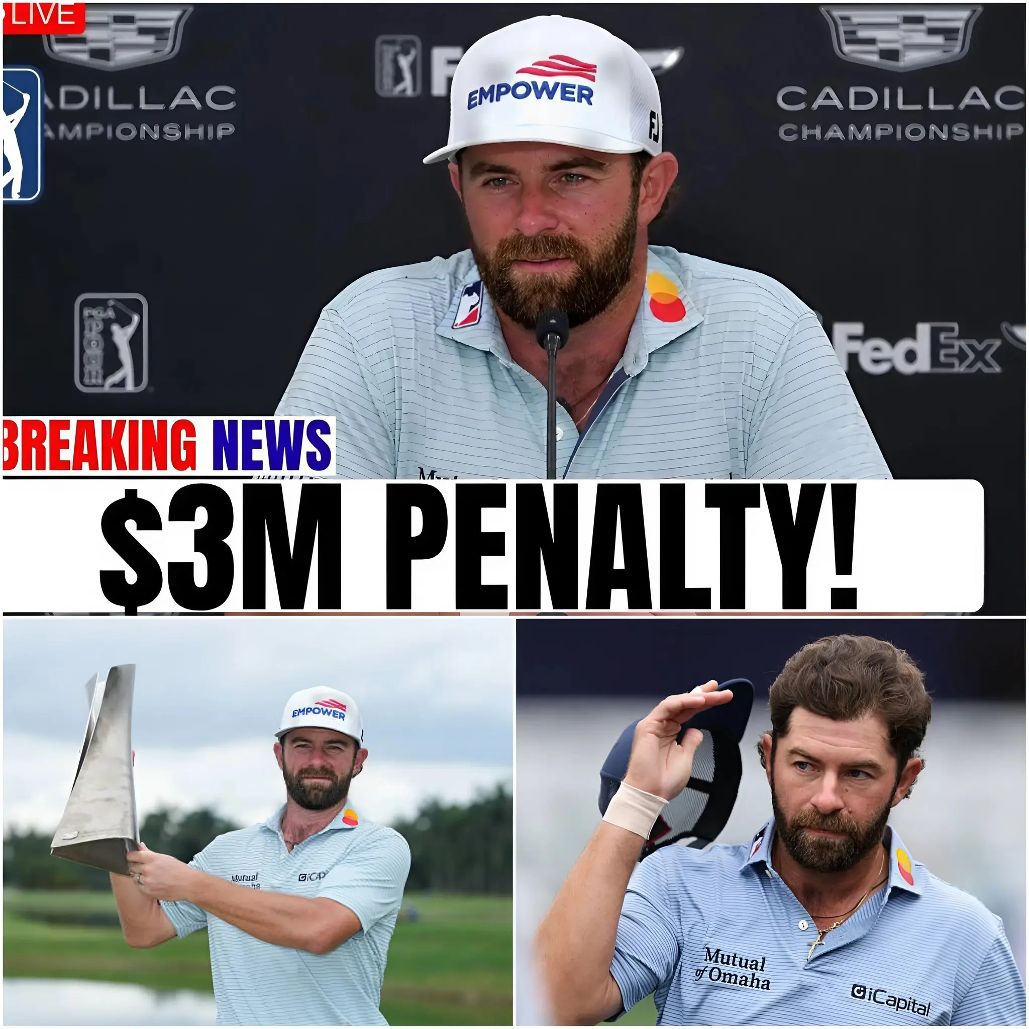 Cover Image for SHOCKING MOMENT: 🔥🔴CAMERON YOUNG CALLS A PENALTY ON HIMSELF – THE ENTIRE GOLF WORLD IS STUNNED! 😱⛳️ Cameron Young shocked fans at the Cadillac Championship after making the rare and unexpected decision to penalize himself during a crucial, high-pressure round.