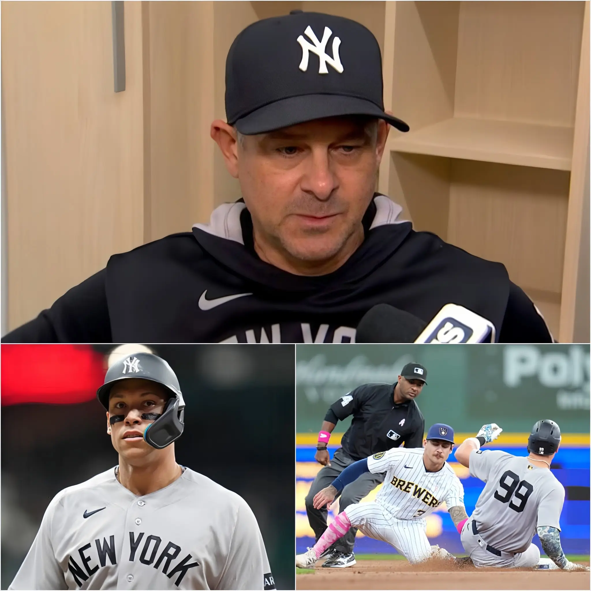 Cover Image for 30 MINUTES AGO: Yankees manager Aaron Boone has revealed the heartbreaking reason why his players, especially Aaron Judge, were unable to perform at 100% in last night’s shocking 3-4 loss to the Milwaukee Brewers.