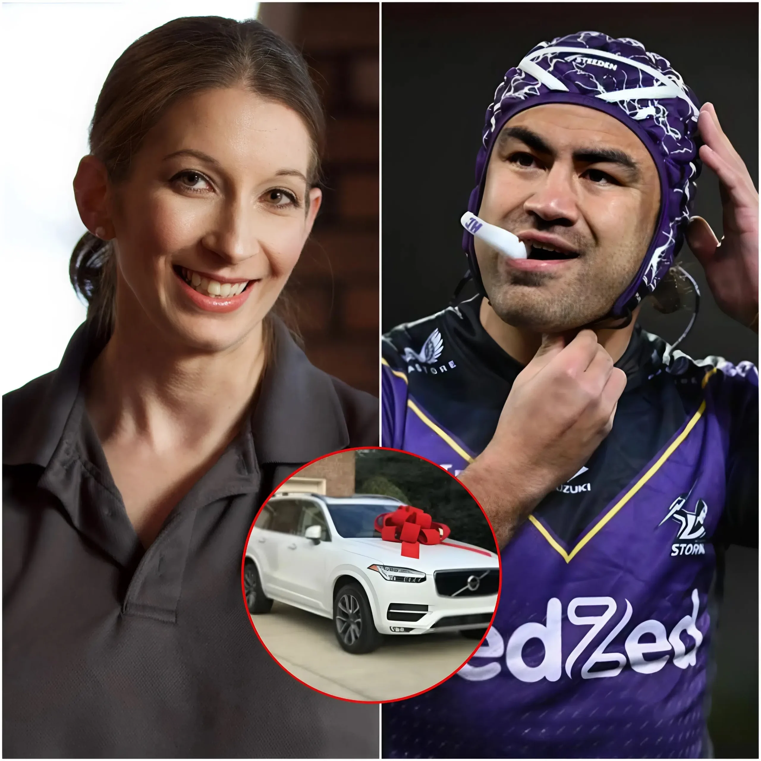 Cover Image for 🏉🚗 A poor stadium janitor at Melbourne Storm helped Jahrome Hughes after a late-night mishap — and the very next day, a white SUV showed up at her house!