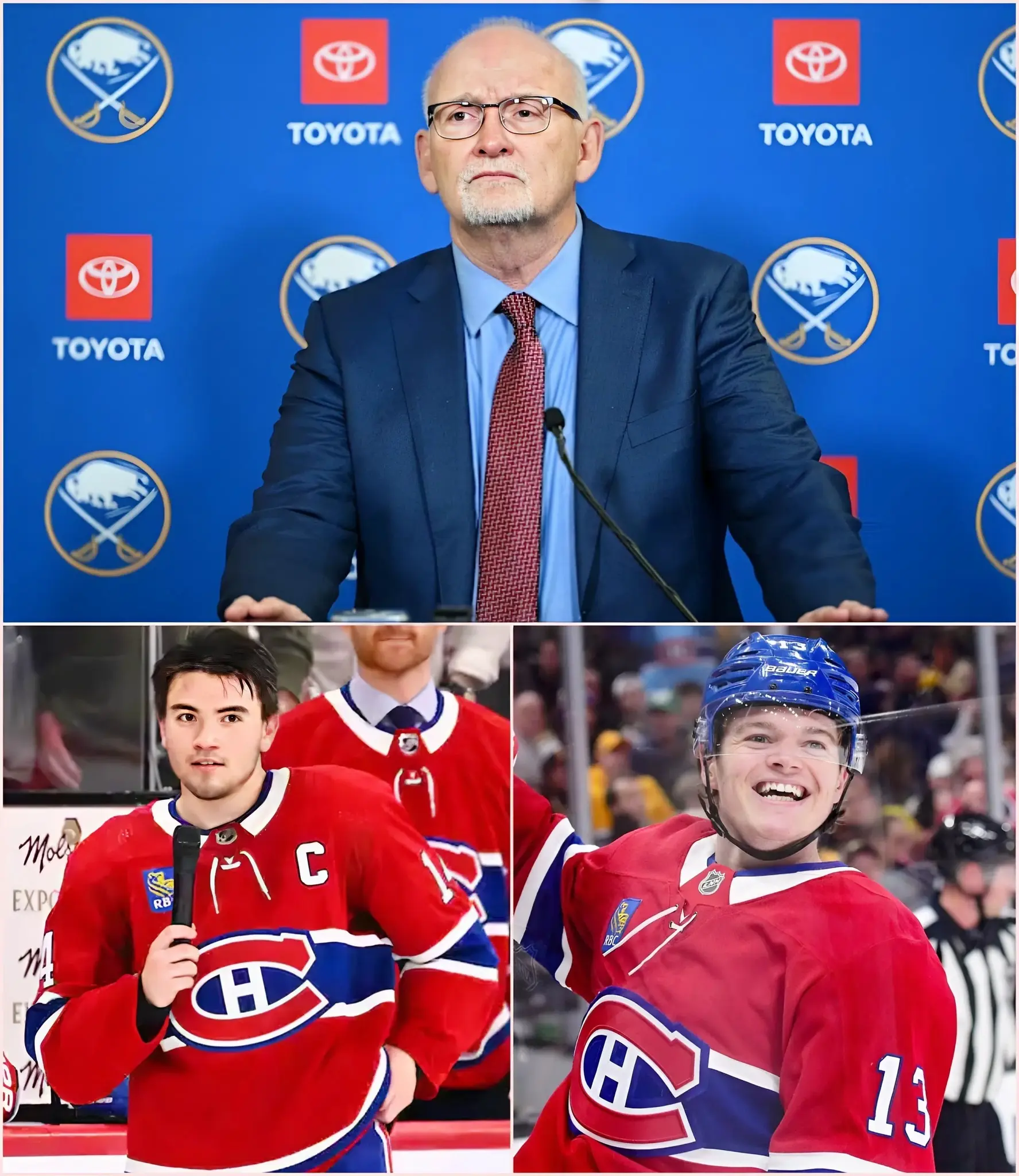 Cover Image for 🚨🚨Le tableau d’affichage indiquait Buffalo Sabres 3-6, Canadiens de Montréal, mais le moment le plus choquant de la soirée ne s’est pas produit sur la glace, mais en salle de conférence de presse.