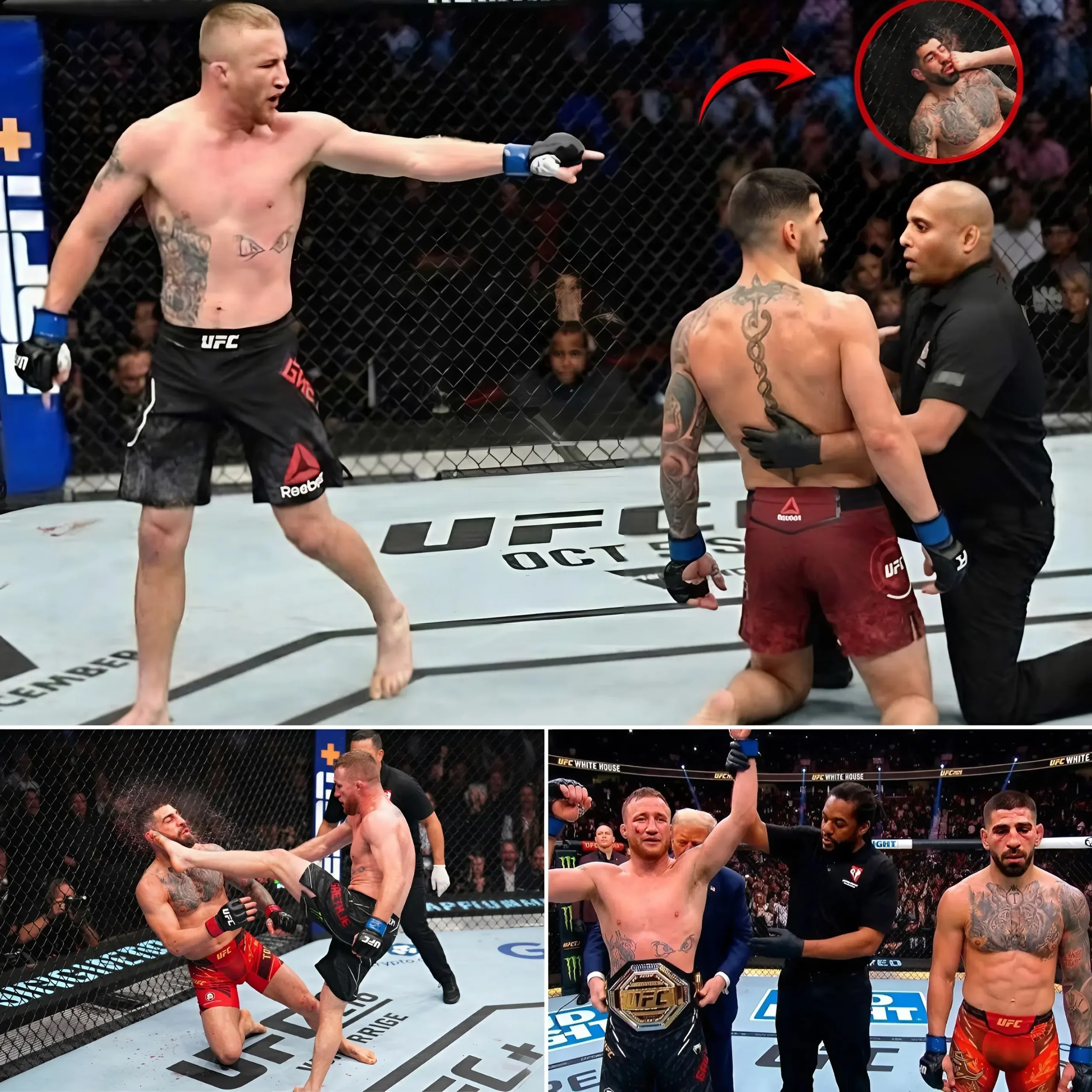 Cover Image for “The King Has Been Unmasked!” — Justin Gaethje destroys Ilia Topuria with a brutal KO to secure his throne.