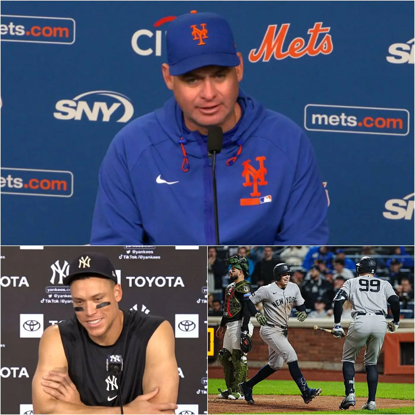 Cover Image for “He’s cheating! This isn’t baseball!” Just moments after a humiliating 2-5 loss to the Yankees at Citi Field, Mets manager Carlos Mendoza, face flushed with anger, pointed directly at Aaron Judge