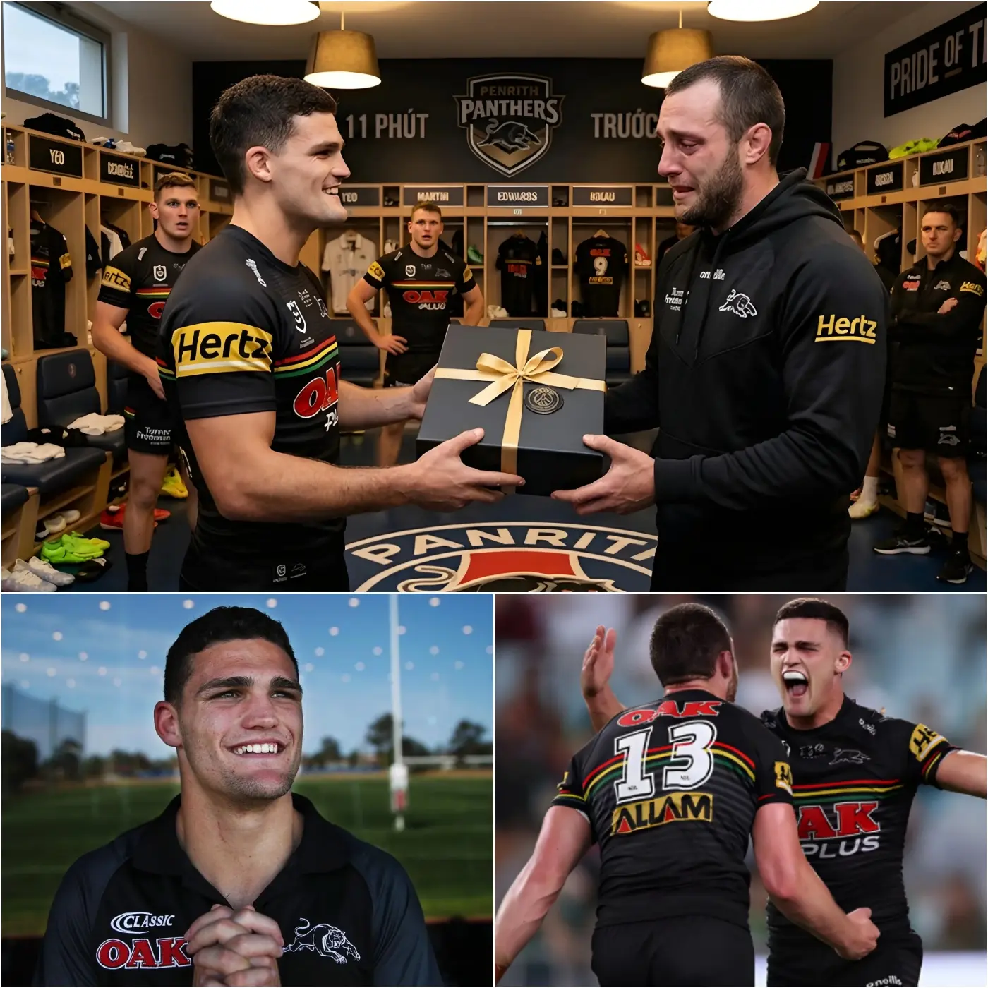 Cover Image for 🚨 11 MINUTES AGO: Nathan Cleary left the entire NRL world stunned and emotional after unveiling an “extraordinary” gift that no one saw coming… walking into a silent Penrith Panthers locker room with an elegant black box, he handed it to Isaah Yeo with just a few words — “Brother, this is for you. Open it.”