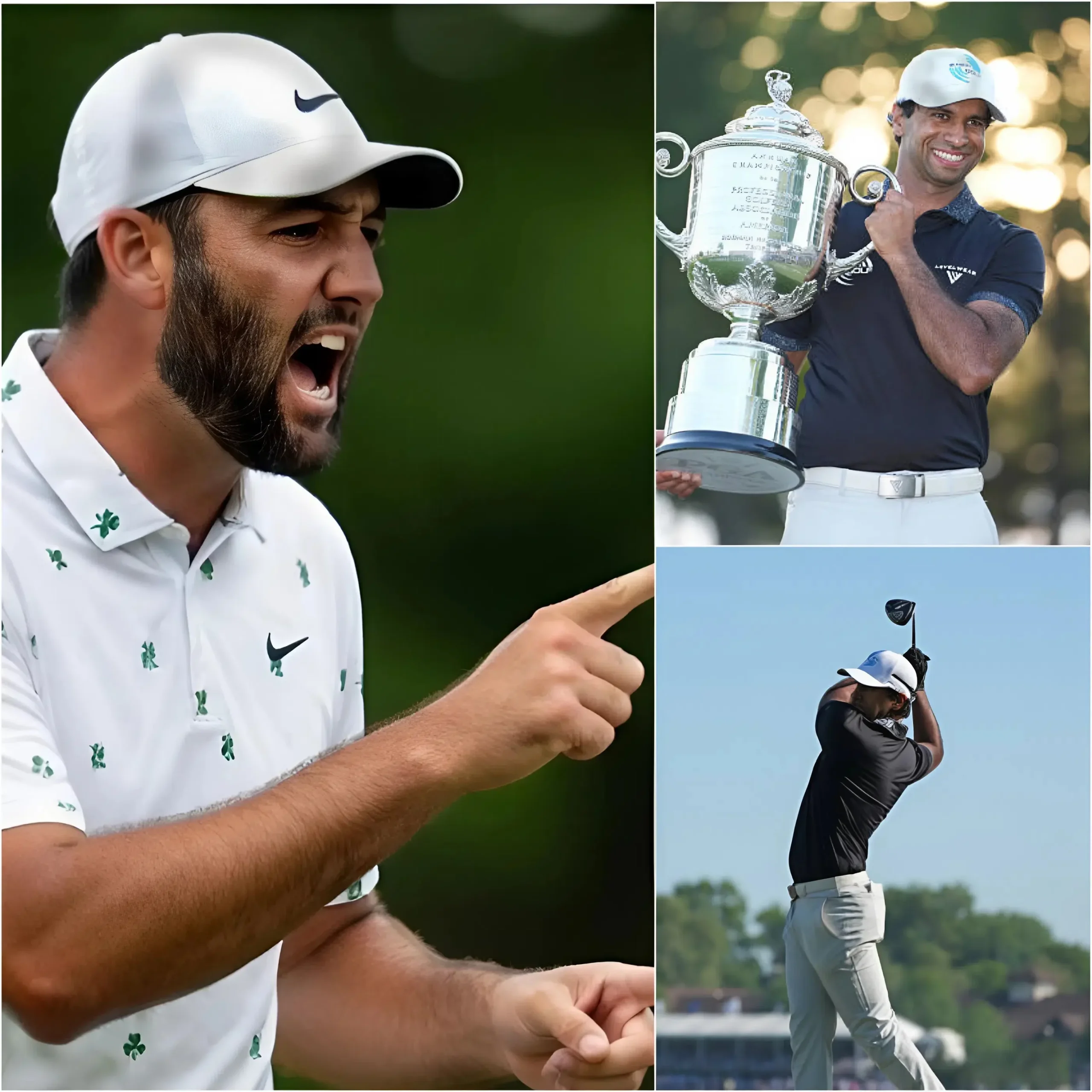 Cover Image for 🚨 URGENT: “INVESTIGATE IMMEDIATELY!” Just seconds after suffering a crushing defeat—losing to Aaron Rai by a margin of seven strokes—at the 2026 PGA Championship Finals held at Aronimink Golf Club (Newtown Square, Pennsylvania), Scottie Scheffler, his face flushed with rage, pointed directly at Aaron Rai and loudly accused the star of using “high-tech devices” to cheat,