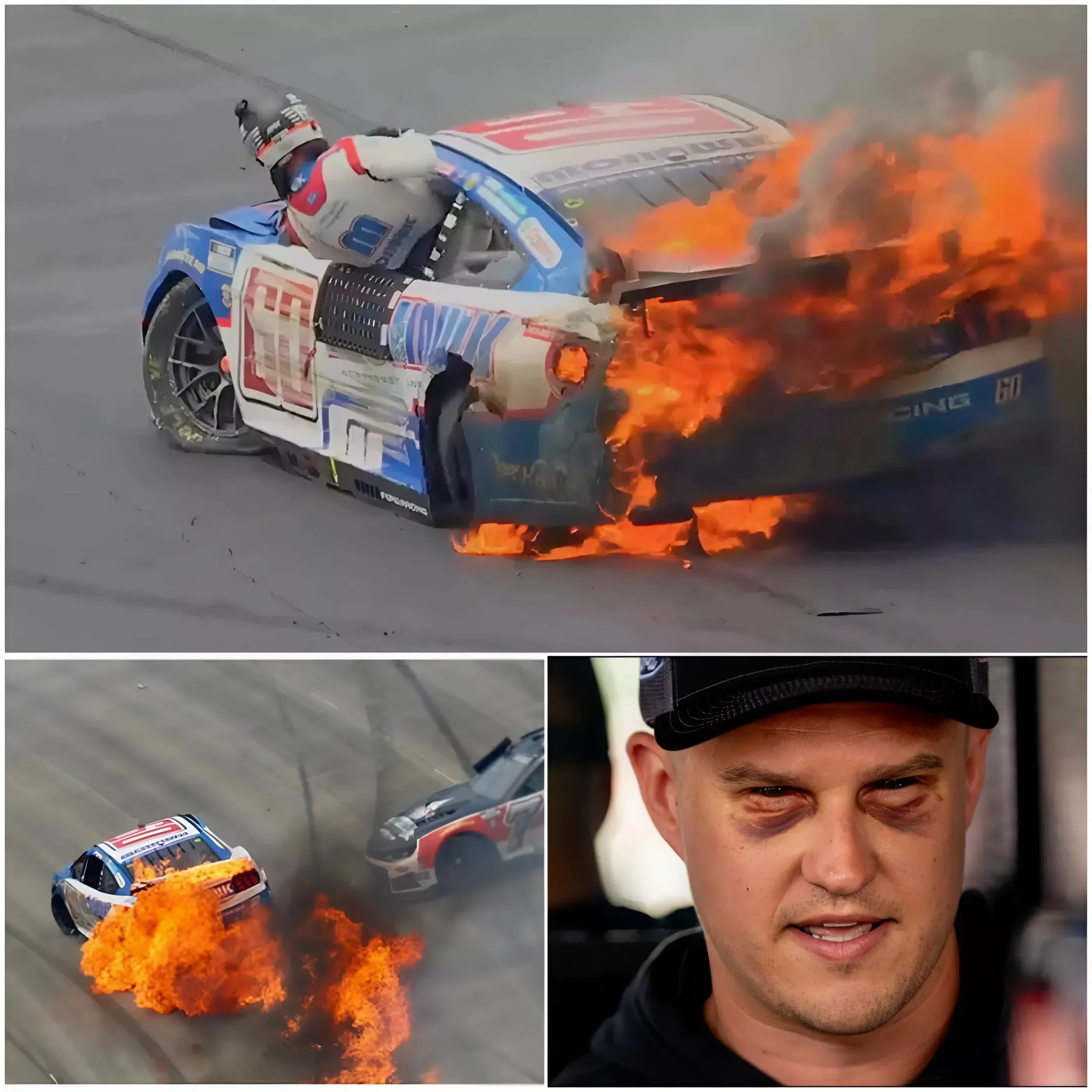 Cover Image for 🚨 Horrific incident at Dover Motor Speedway: Ryan Preece narrowly escaped death when his car burst into flames after a massive multi-vehicle collision at Turn 1 – The truth behind it is chilling.