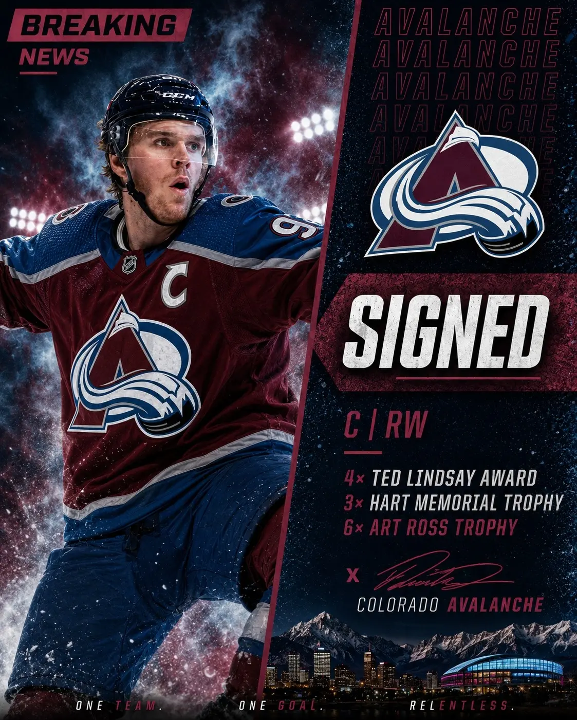 Cover Image for 🚨 BOMBSHELL: Colorado Avalanche is surprisingly being considered the ideal destination for the Hart Trophy-winning superstar of the Edmonton Oilers — a deal worth up to $136 million!