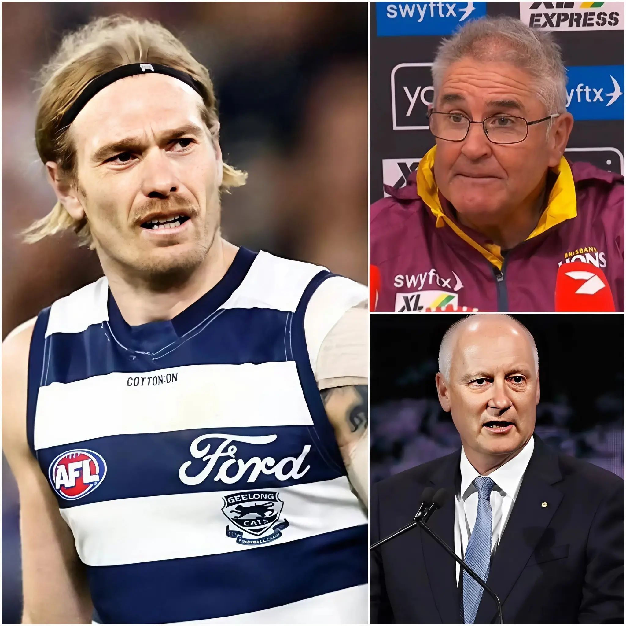 Cover Image for BREAKING NEWS 🛑 After days of investigation, AFL Chairman Richard Goyder has officially announced his findings based on evidence presented by Brisbane Lions coach Chris Fagan—who had previously accused Geelong Cats vice-captain Tom Stewart of using a high-tech device during the match between the two teams. The AFL’s final ruling has sparked a fierce wave of controversy.