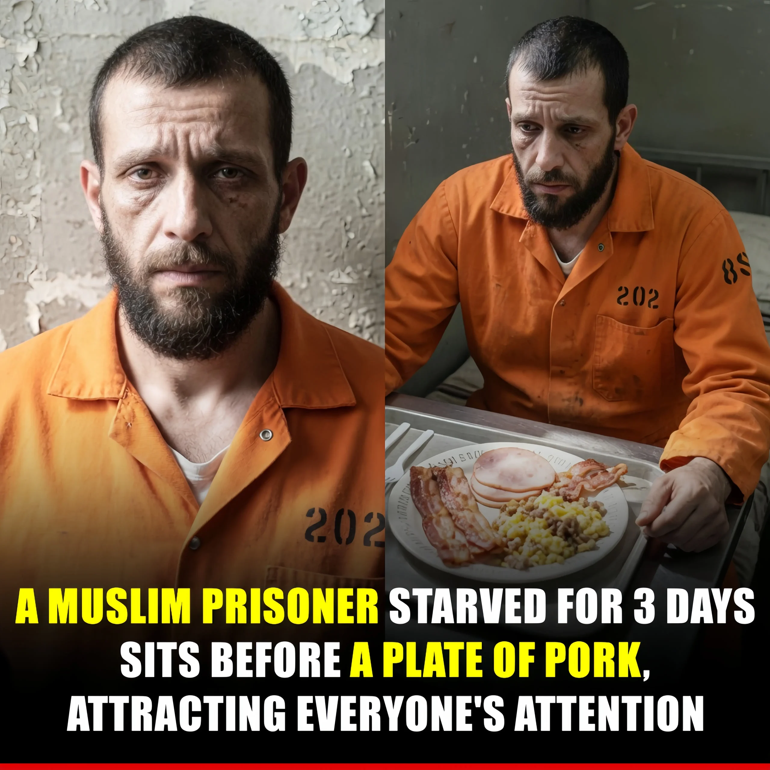 Cover Image for A group of researchers set up a striking test involving a Muslim inmate who hadn’t eaten anything for three full days. They placed a plate of pork right in front of him to observe whether hunger would override his religious beliefs. When the outcome was finally made public, it left people absolutely stunned.