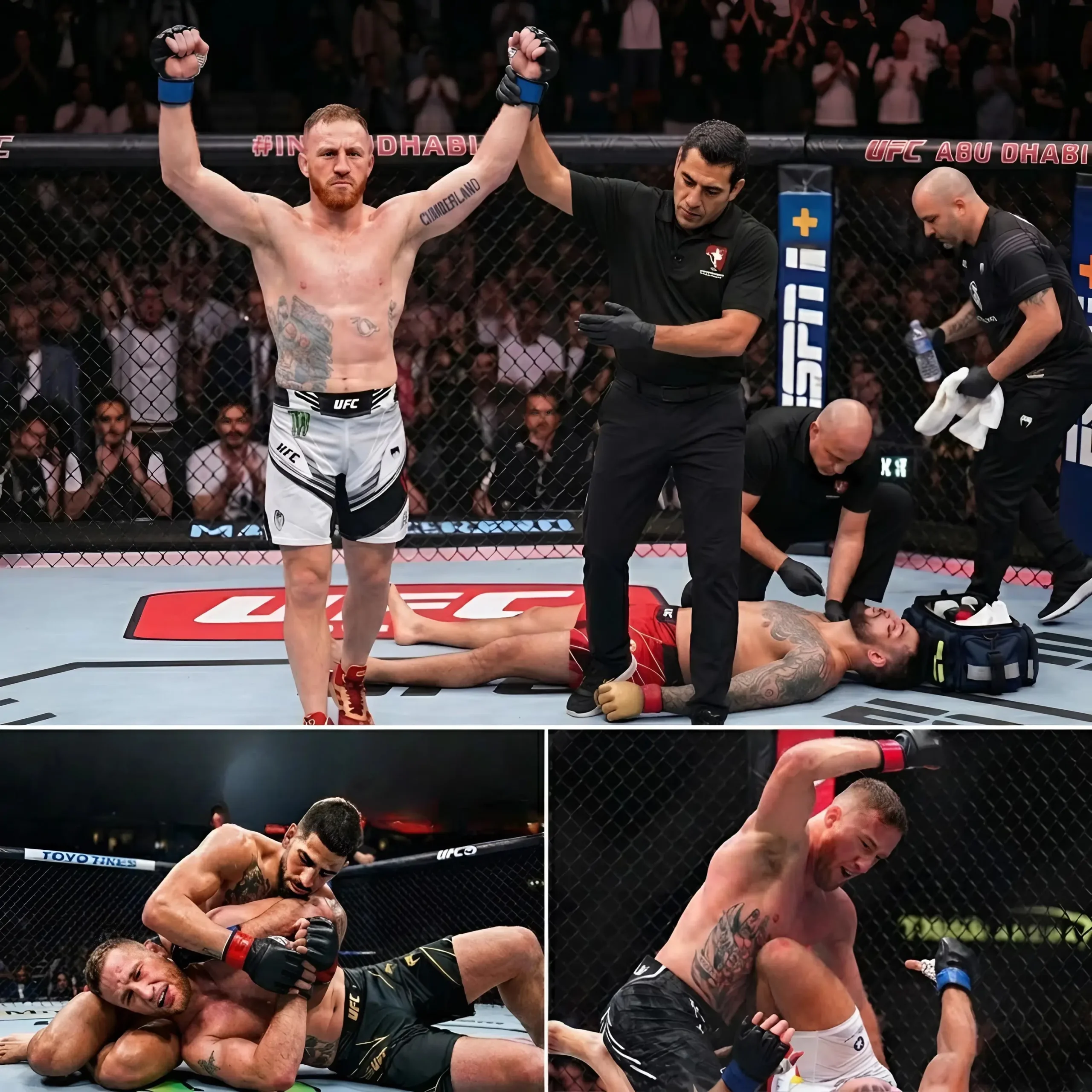 Cover Image for ‘THE ERA OF ILIA TOPURIA ENDS IN THE FINAL SECONDS…’ — Justin Gaethje delivers the most devastating KO of the night at UFC 👇👇